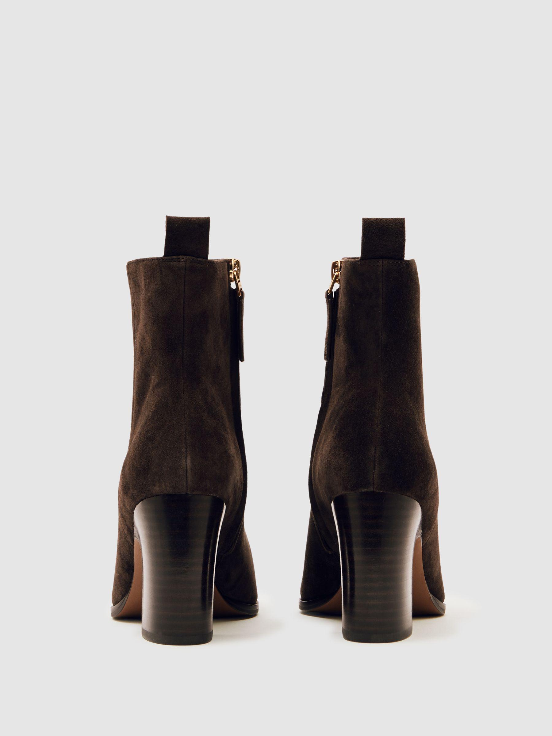 Suede Block-Heel Ankle Boots in Chocolate Product Image