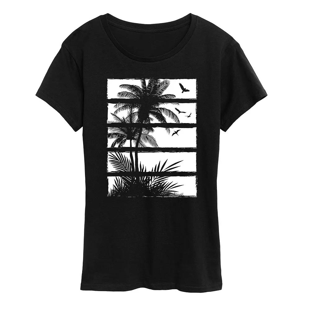 Women's Palm Tree Silhouette Panels Graphic Tee,  Product Image