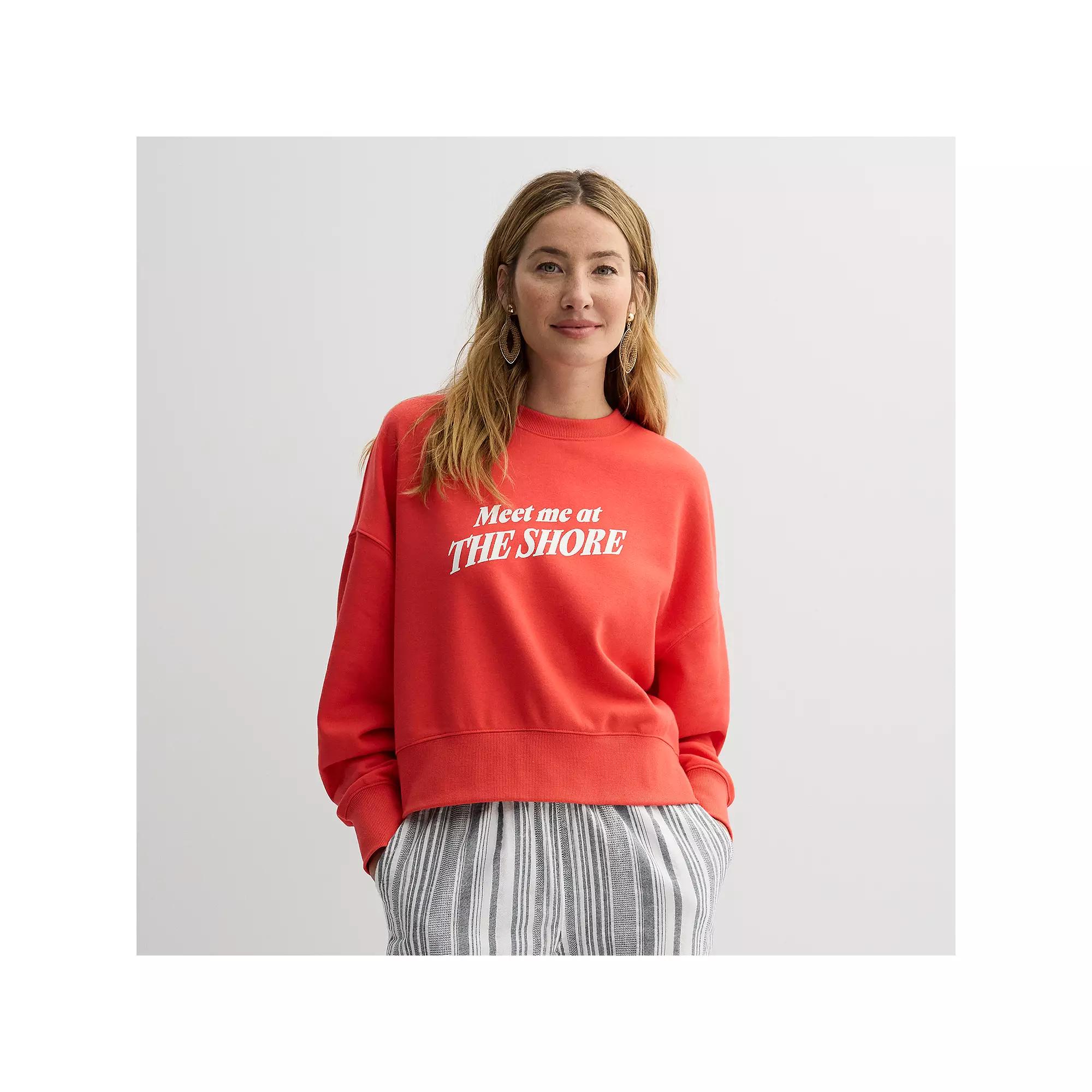 Women's Sonoma Goods For Life® Boxy Crewneck Graphic Sweatshirt, Size: Large, Red Meet Me Graphic Product Image