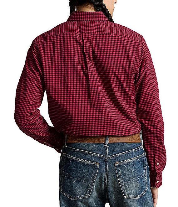 Polo Ralph Lauren Classic-Fit Plaid Twill Mini-Check Long-Sleeve Woven Shirt Product Image