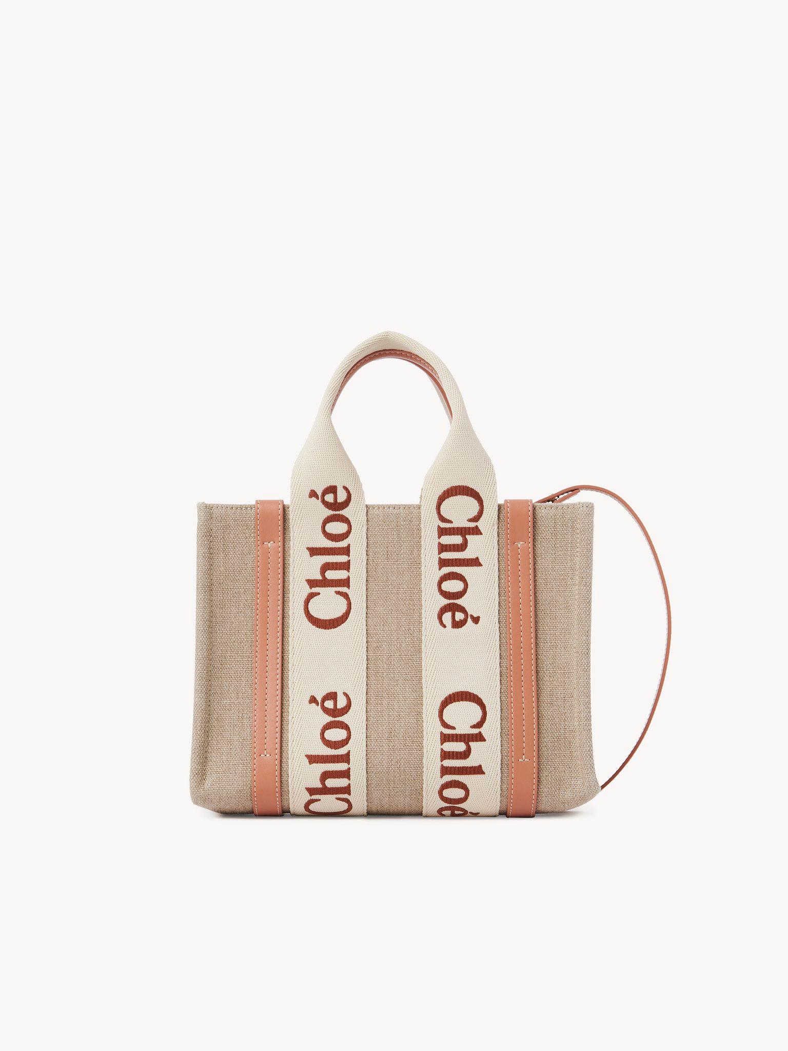 Small Woody tote bag in linen Product Image