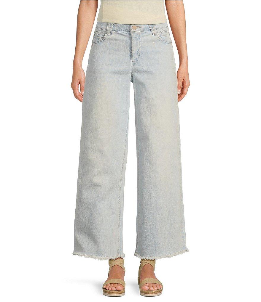 Democracy #double;Ab#double;Solution® Sky Rise Round Up Wide Leg Fray Hem Boyfriend Jeans Product Image