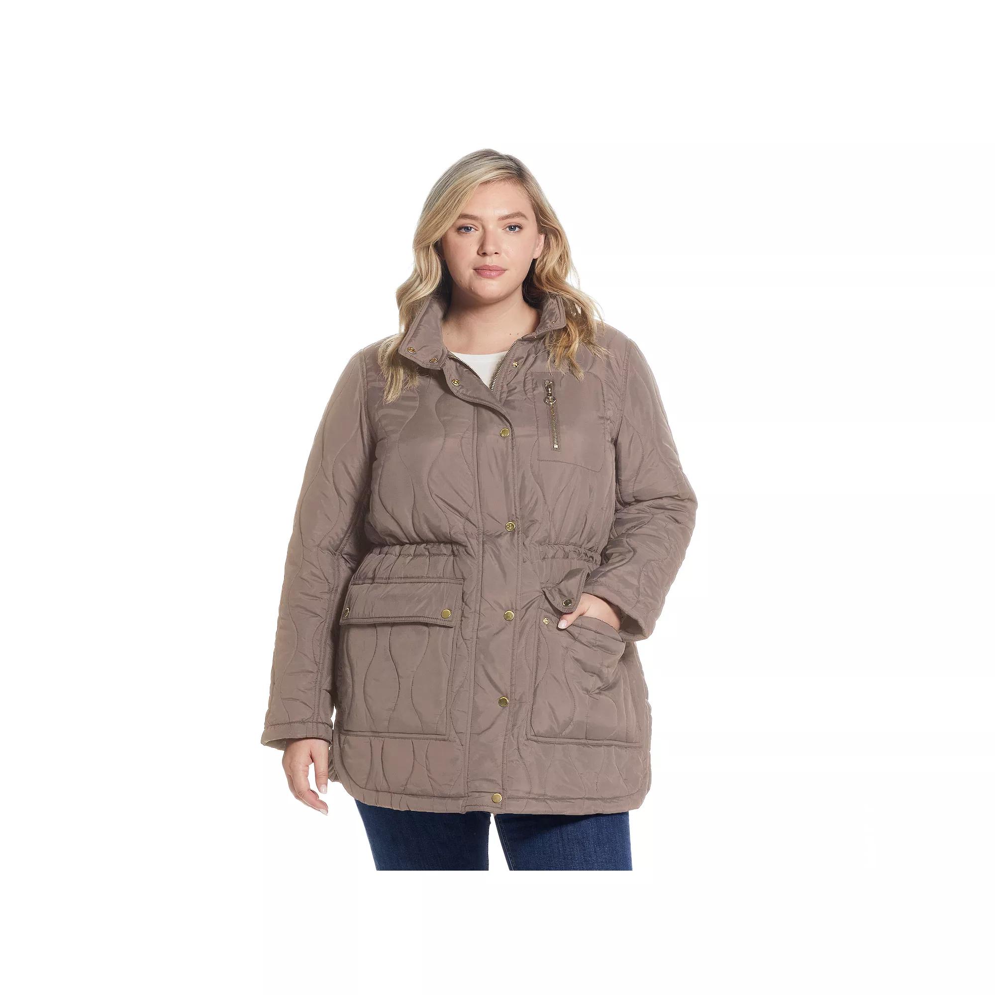 Plus Size Weathercast Hooded Quilted Anorak Jacket, Women's, Size: 2XL, Brown Product Image