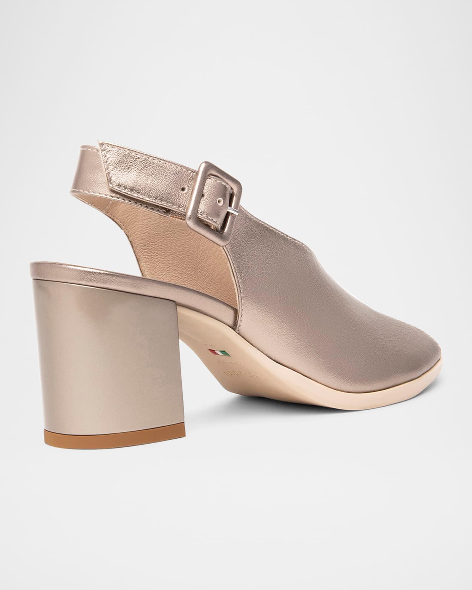 Metallic Leather Slingback Sandals Product Image