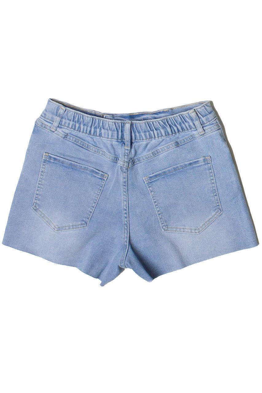 Embroidered Cut Off Denim Shorts Product Image