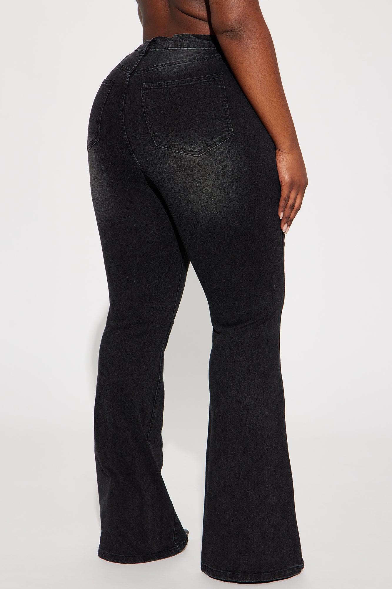 Tell Everyone Stretch Flare Jeans - Black Wash Product Image