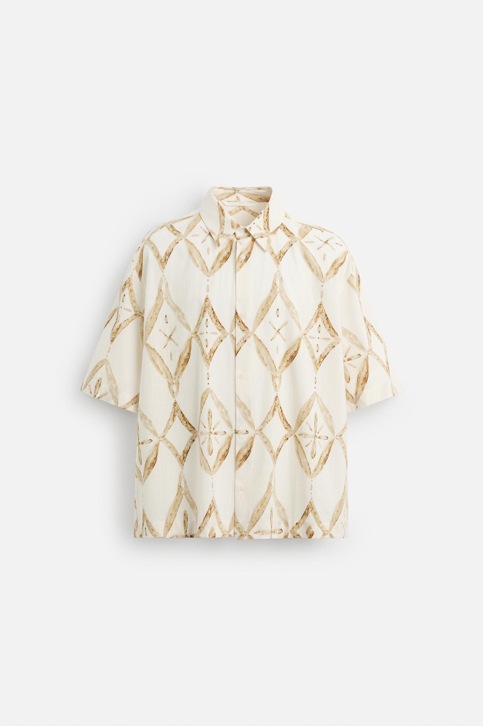 RELAXED FIT GEOMETRIC PRINT SHIRT Product Image