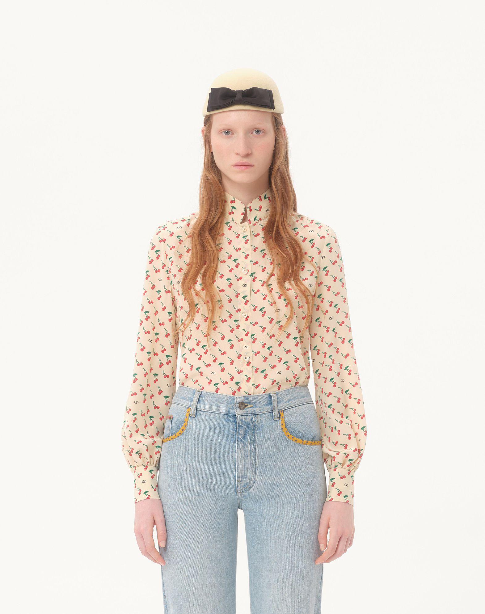 Crepe De Chine Shirt With Cherryfic Print Product Image