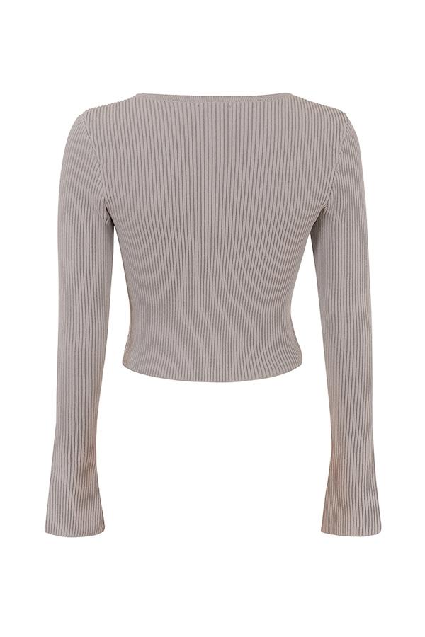 Sylvia  taupe ribbed knit cardigan - sale Product Image