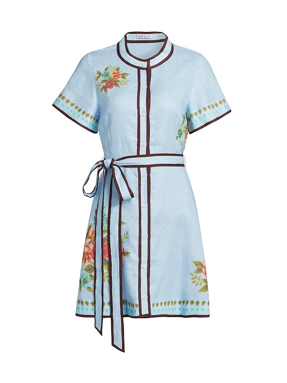 Womens Nami Floral Belted Linen Dress Product Image