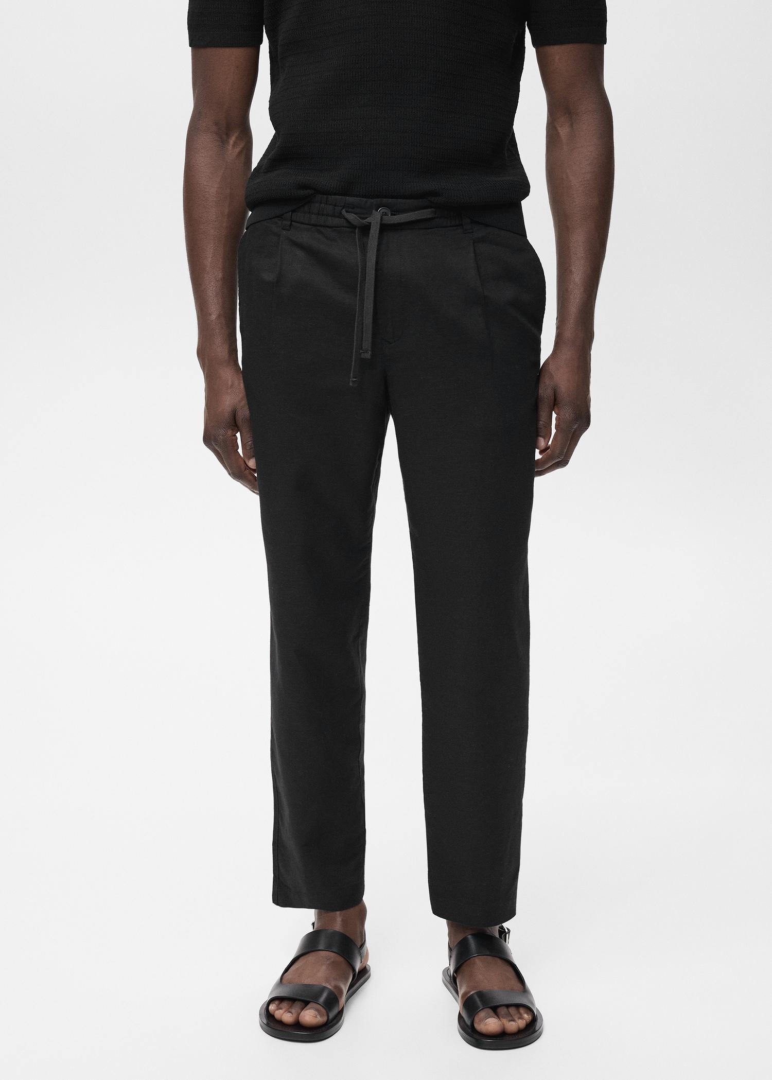 Slim-fit pants with drawstring - Men | MANGO USA Product Image