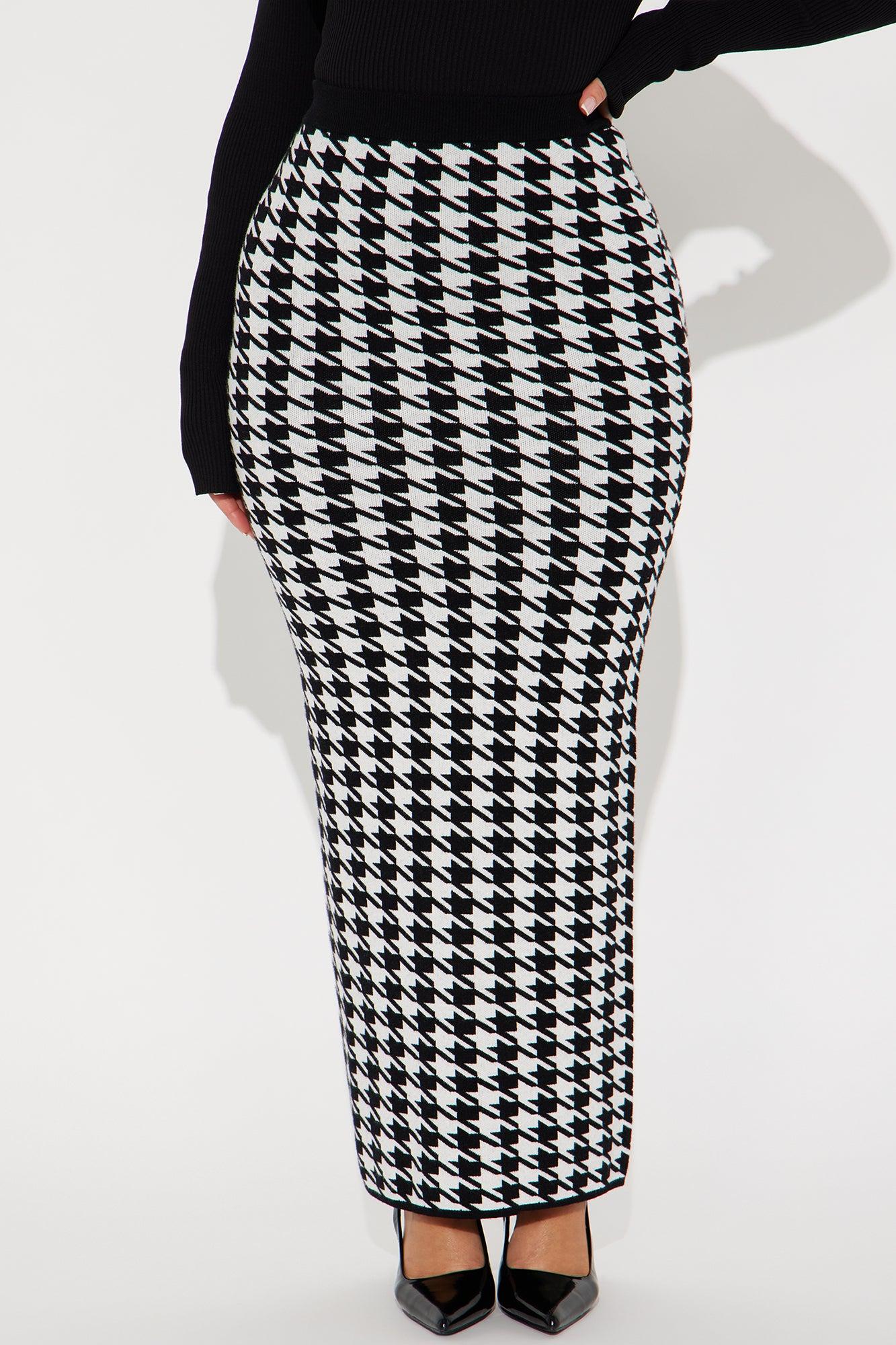 Mariana Sweater Knit Maxi Skirt - Black/White Product Image