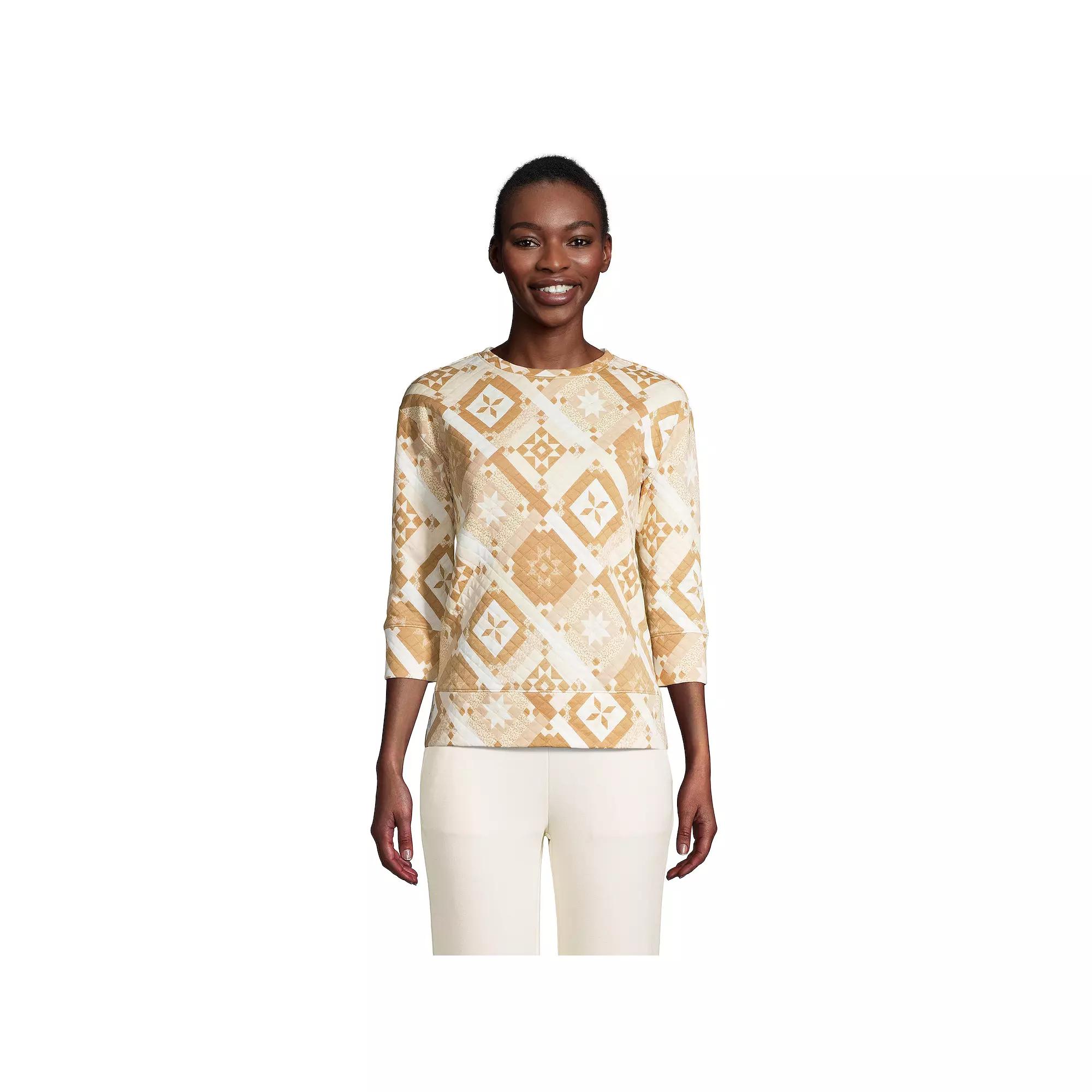Women's Lands' End Quilted Crewneck Top,  Product Image