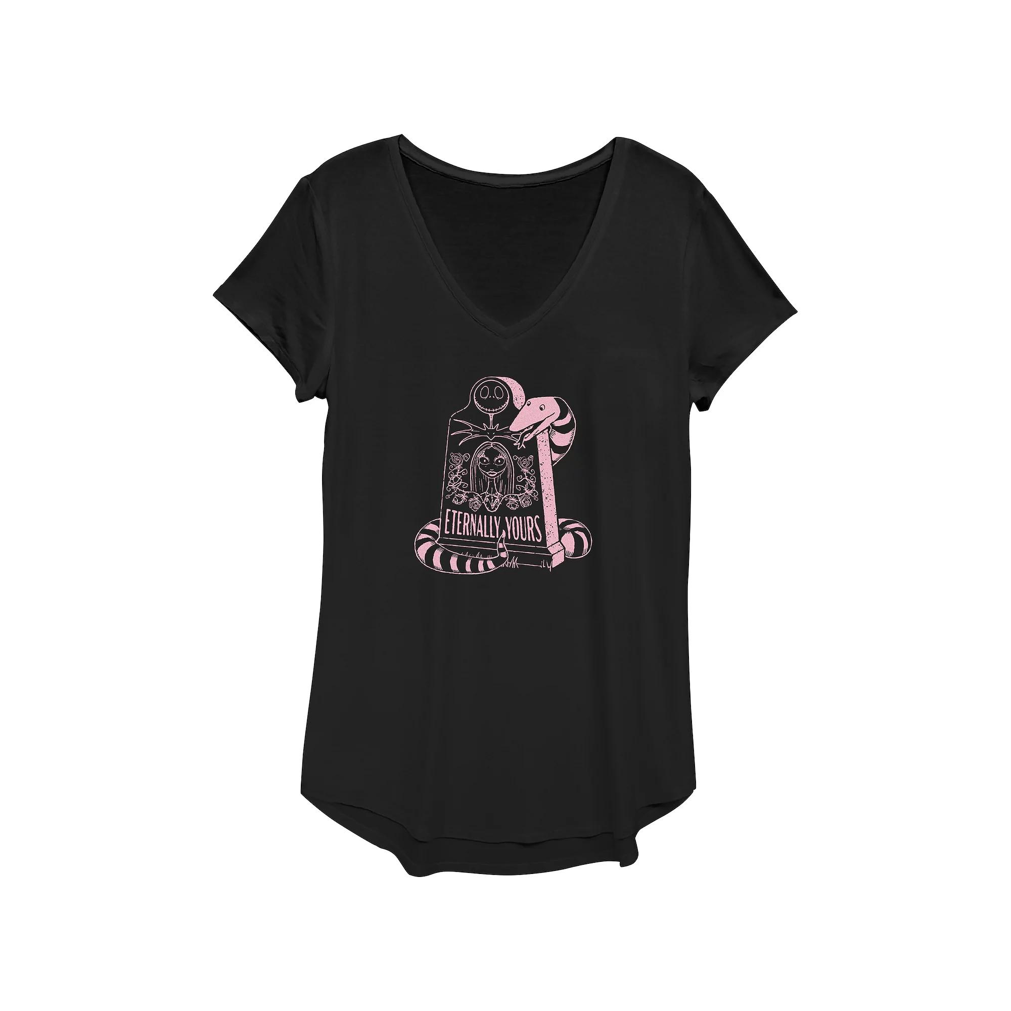 Disney's The Nightmare Before Christmas Jack Skellington And Sally Eternally Yours Gravestone Women's Graphic Tee,  Product Image