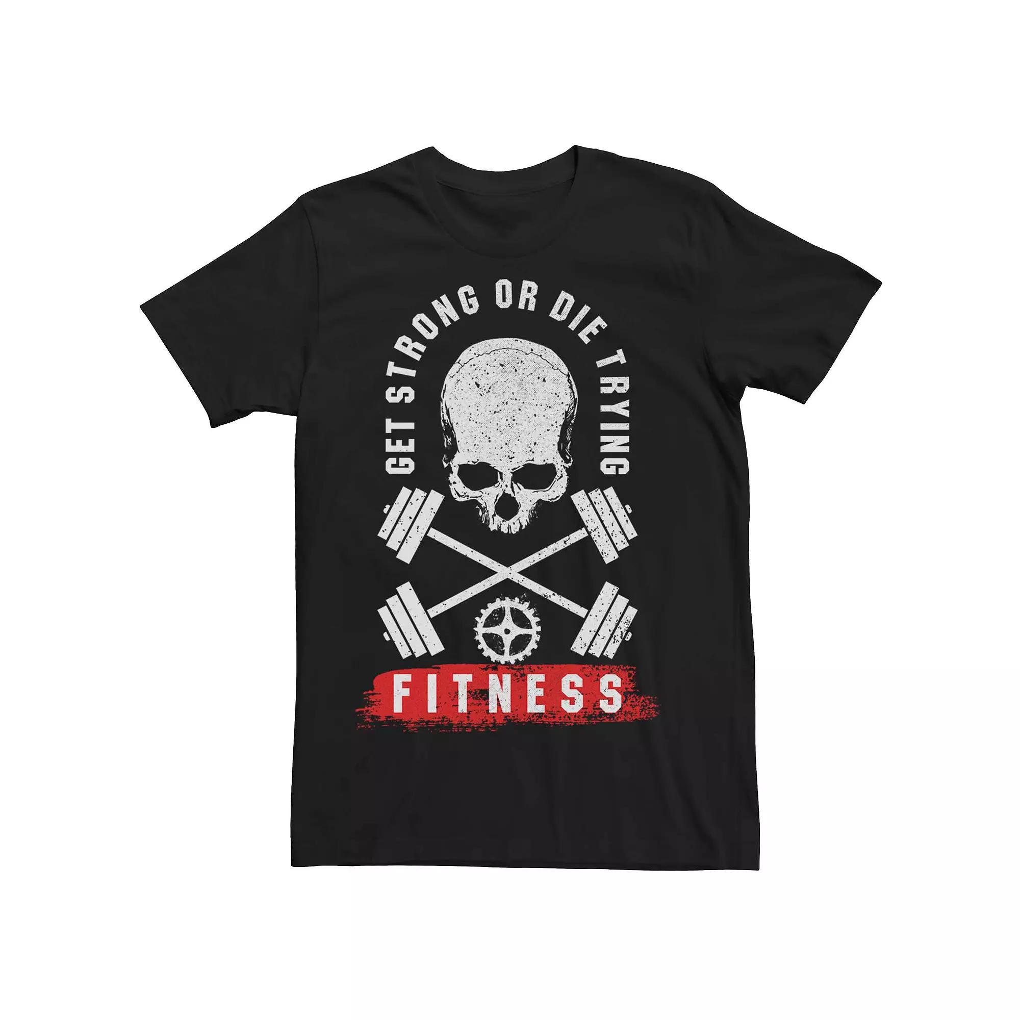 Men's Get Strong Or Die Trying Skull Graphic Tee,  Product Image