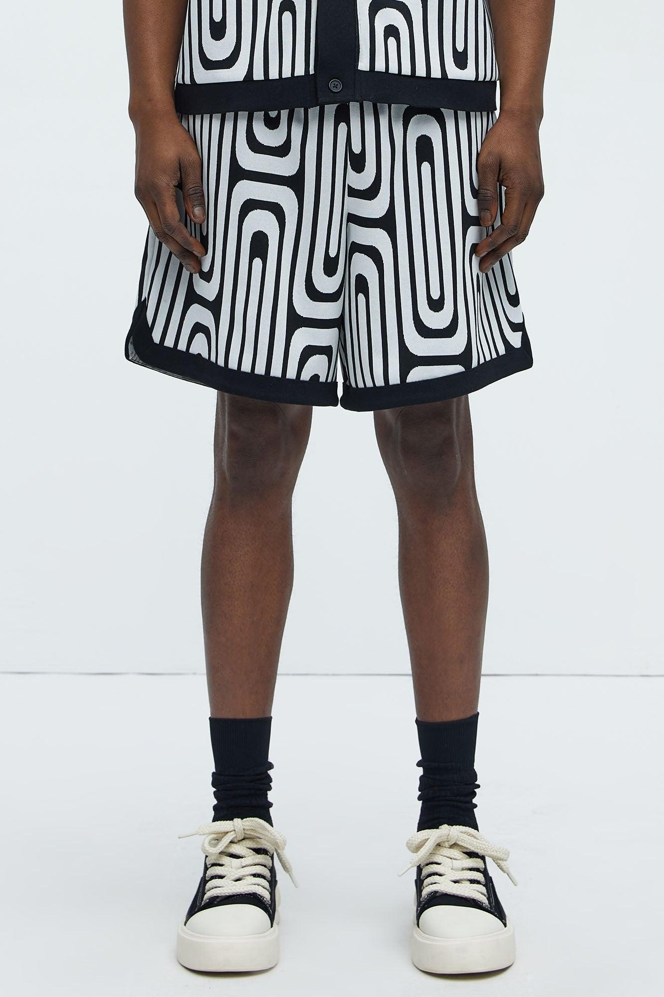 Jack Retro Pattern Warm Up Shorts - Black/combo Product Image