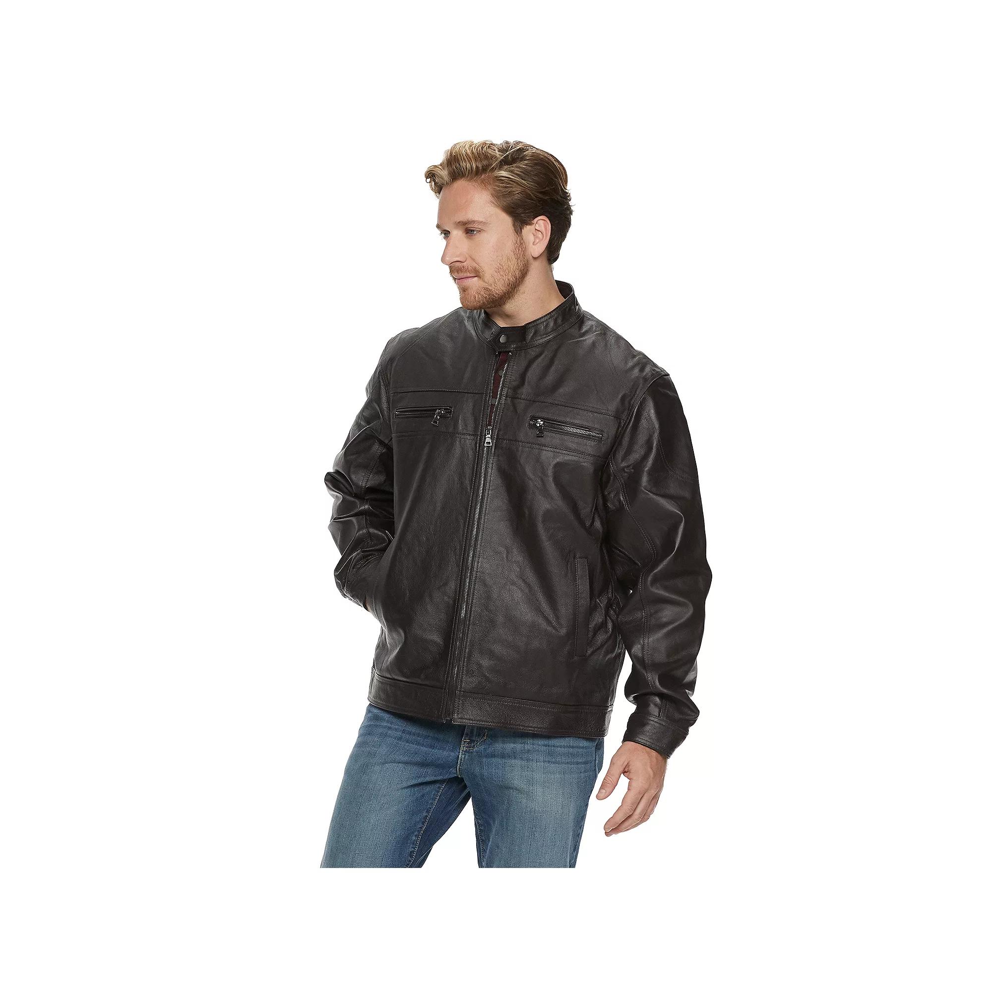 Men's Vintage Leather Moto Jacket,  Product Image