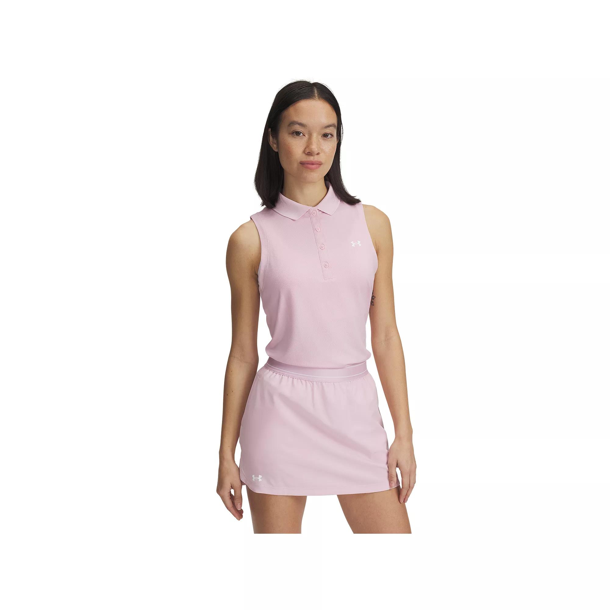 Women's Under Armour Active Sleeveless Golf Polo, Size: Large, White Product Image