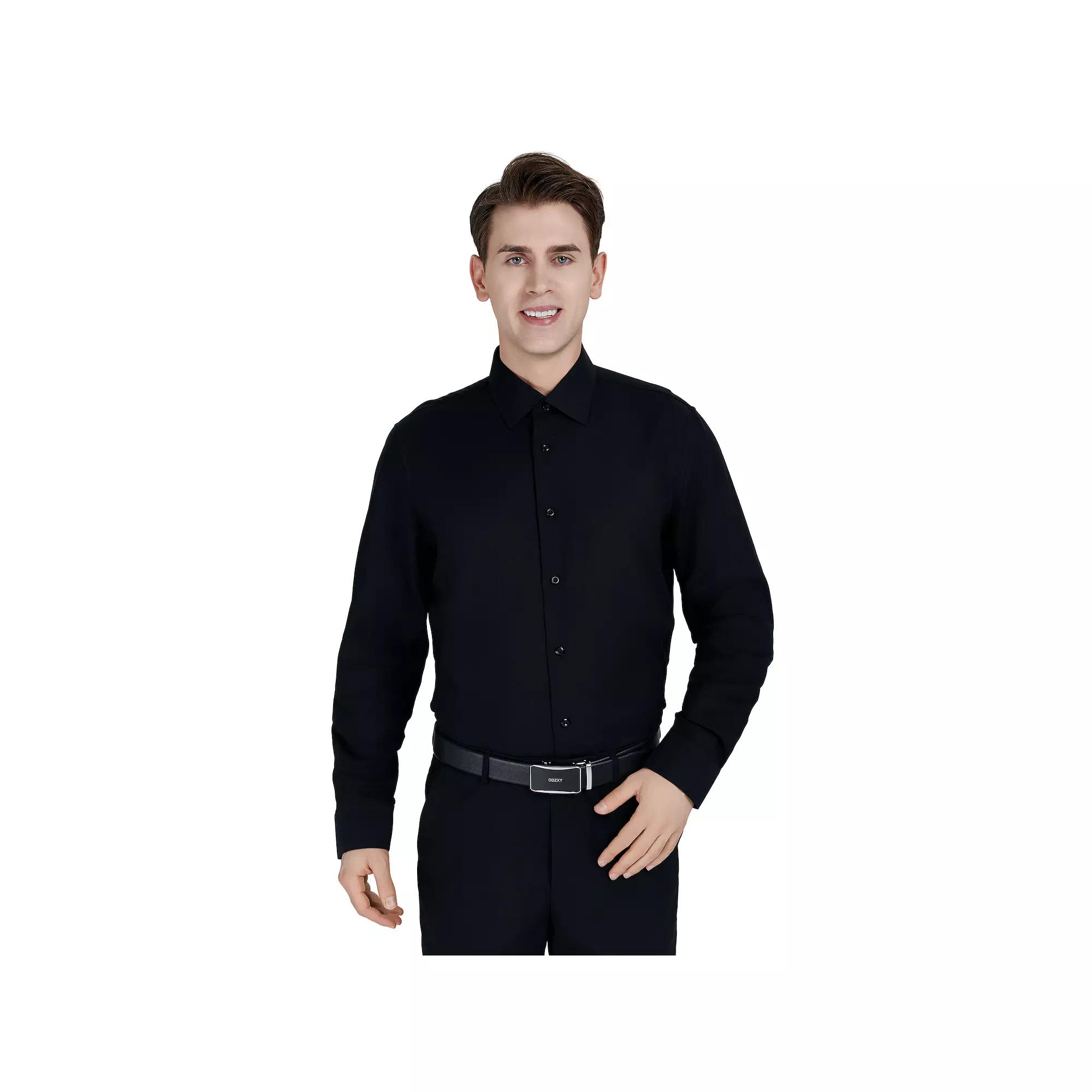 Men's Bespoke Classic-Fit Textured Easy Care Dress Shirt,  Product Image