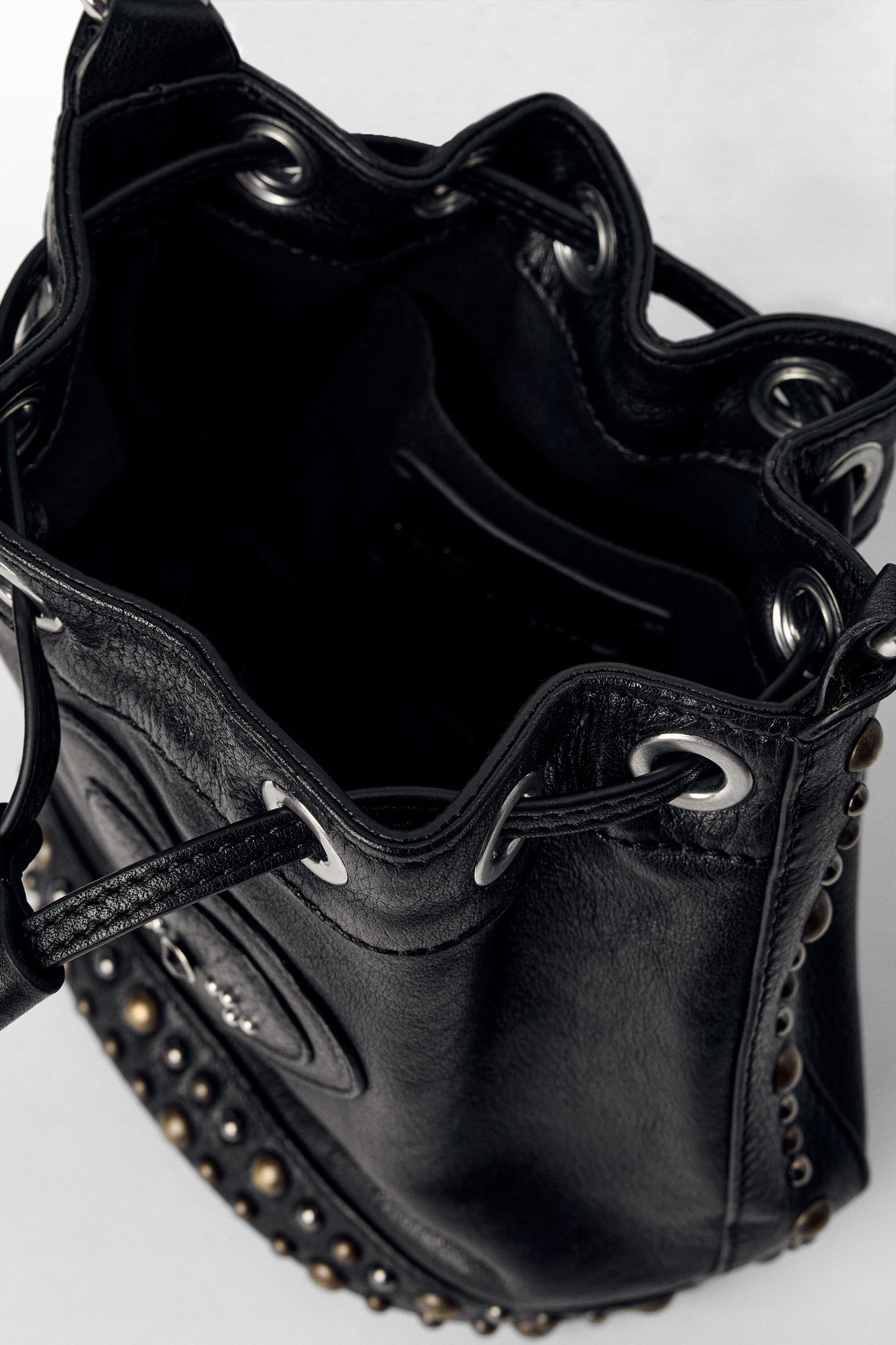 STUDDED RUCHED LEATHER BUCKET BAG KATE MOSS X ZARA Product Image