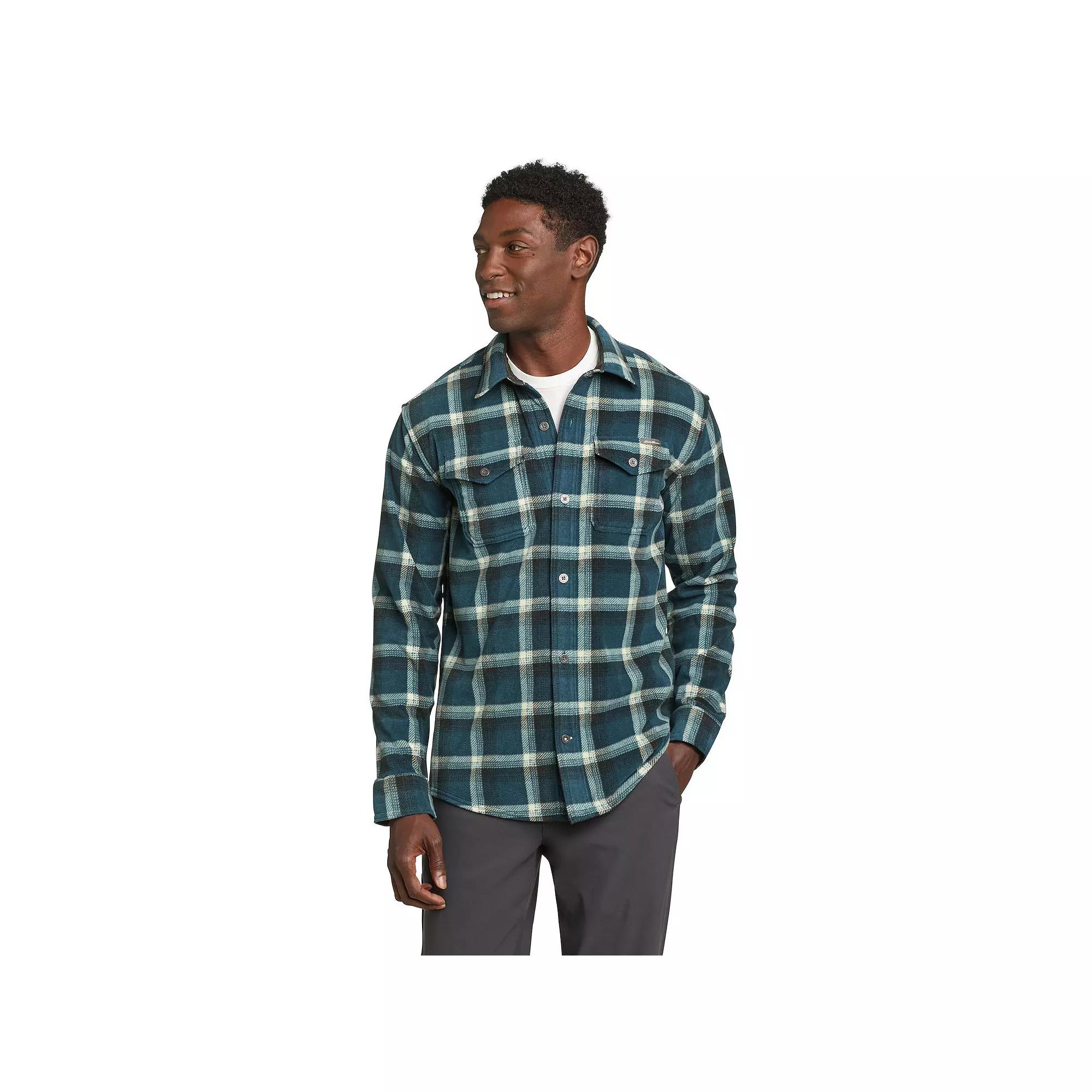 Men's Eddie Bauer Chutes Microfleece Button-Front Shirt, Size: Large, Peacock Product Image