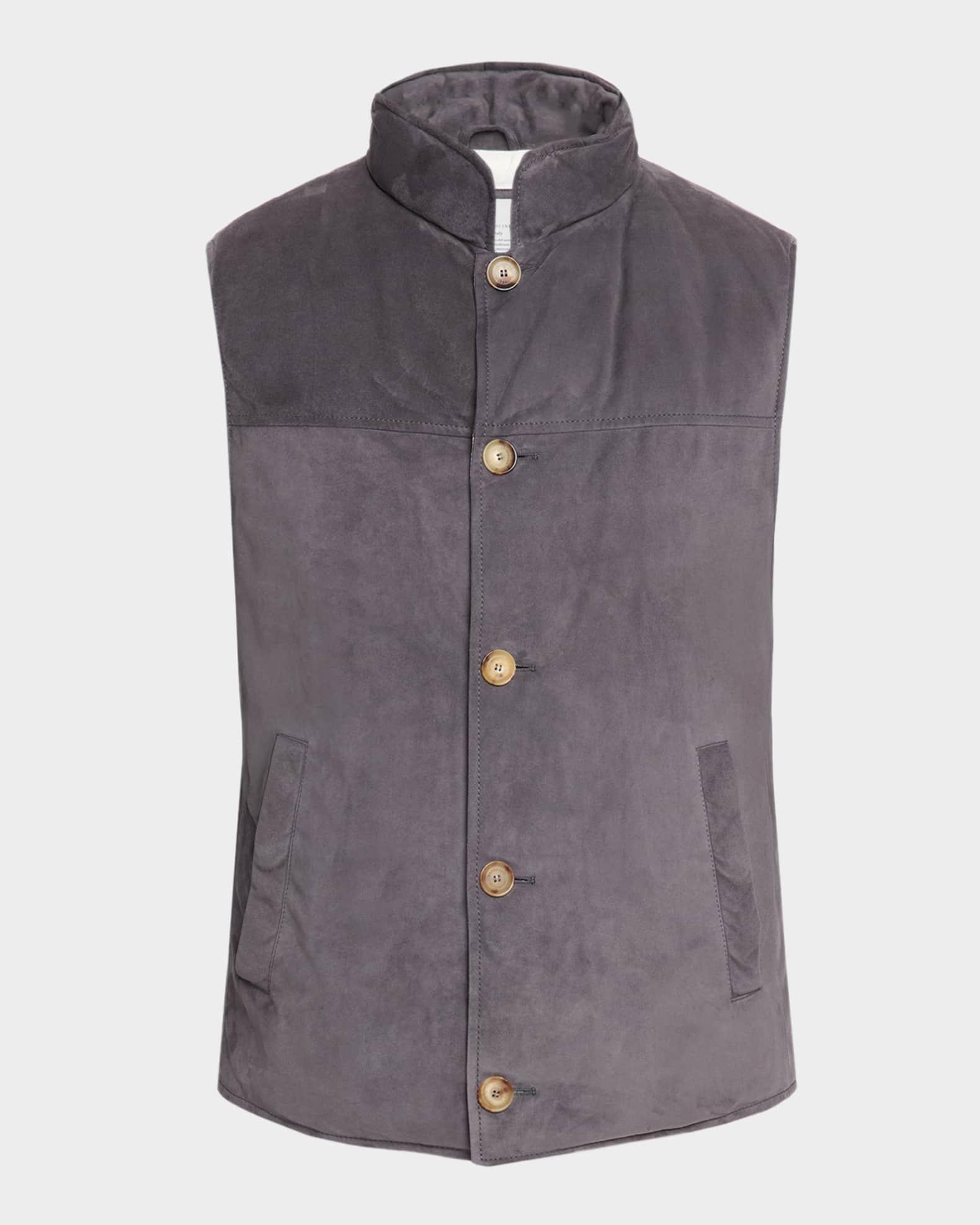 Men's Button-Front Suede Vest Product Image