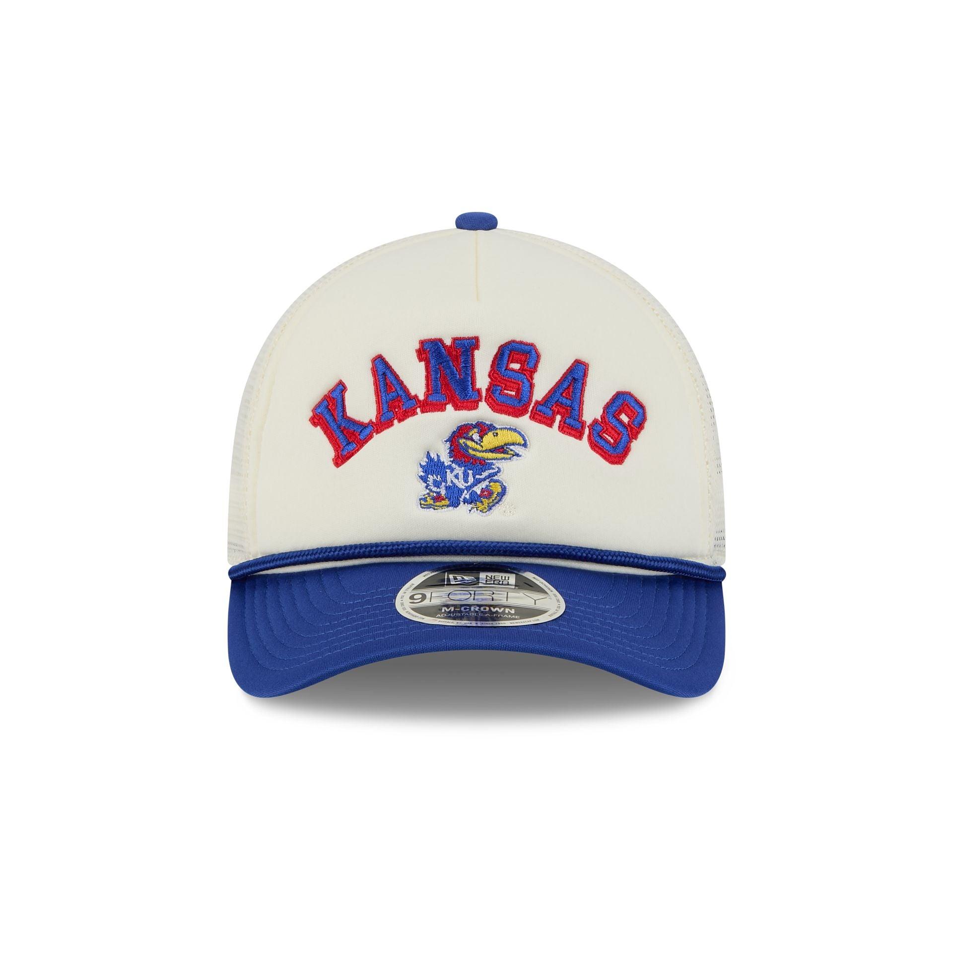 Kansas Jayhawks Chrome Arch 9FORTY M-Crown A-Frame Trucker Hat Male Product Image
