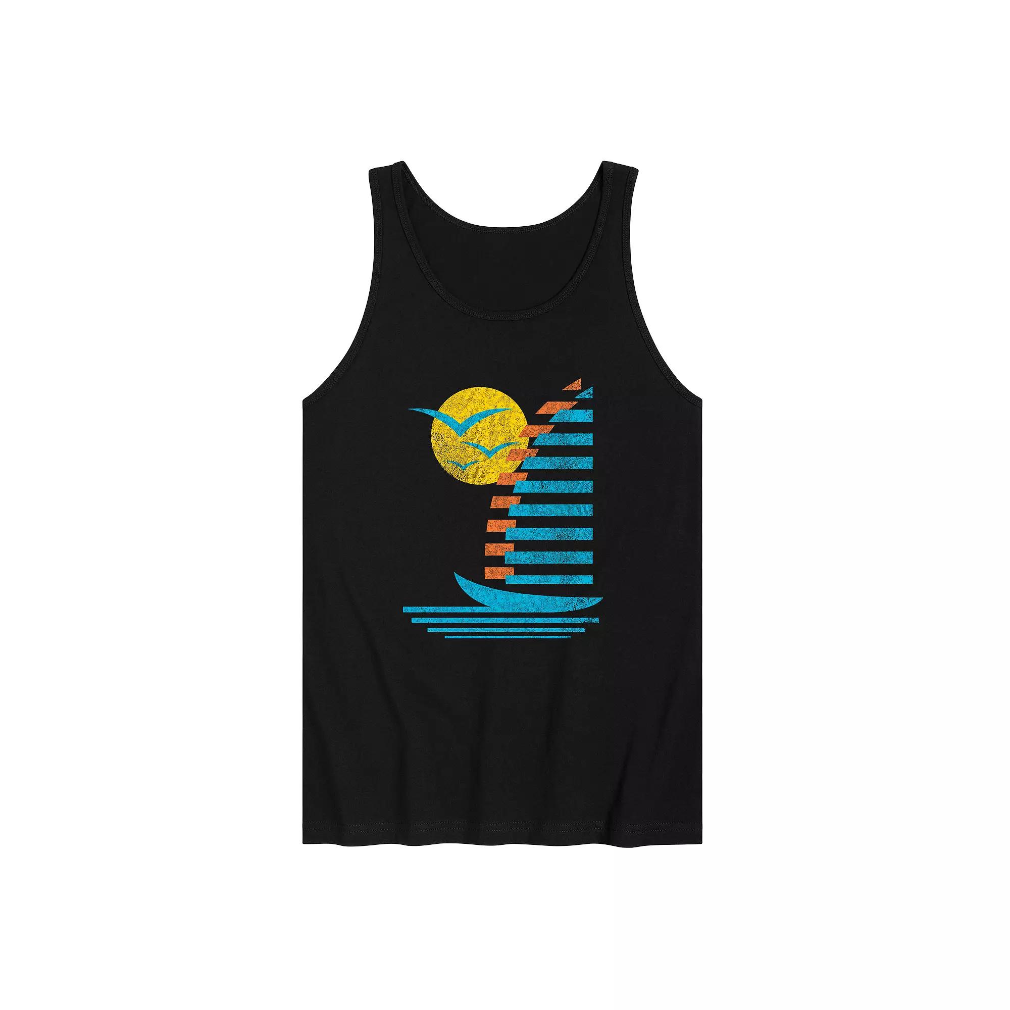 Men's Sailboats Gulls Retro Graphic Tank Top,  Product Image