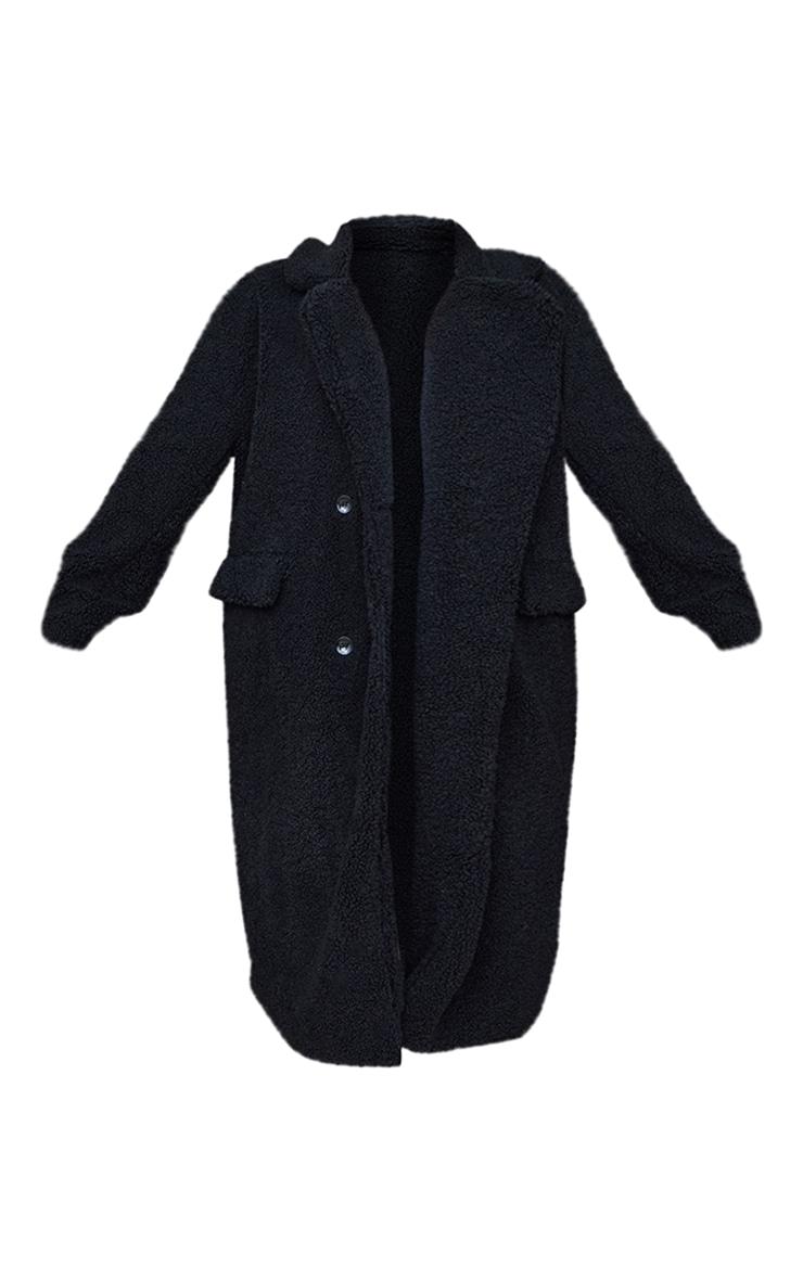 Plus Black Longline Borg Coat Product Image