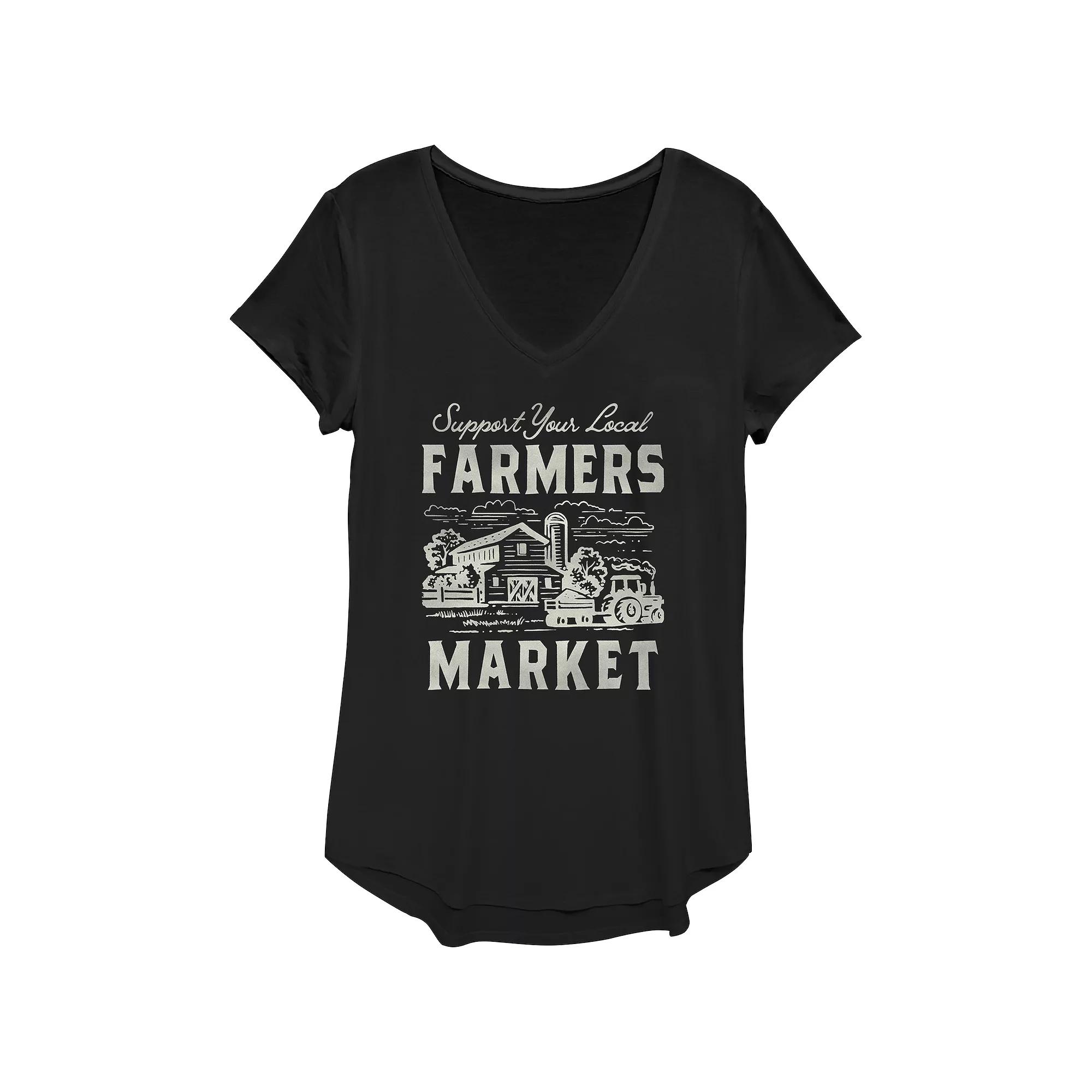 Women's Support Your Local Farmers Market Graphic Tee, Girl's, Size: XS, Black Product Image