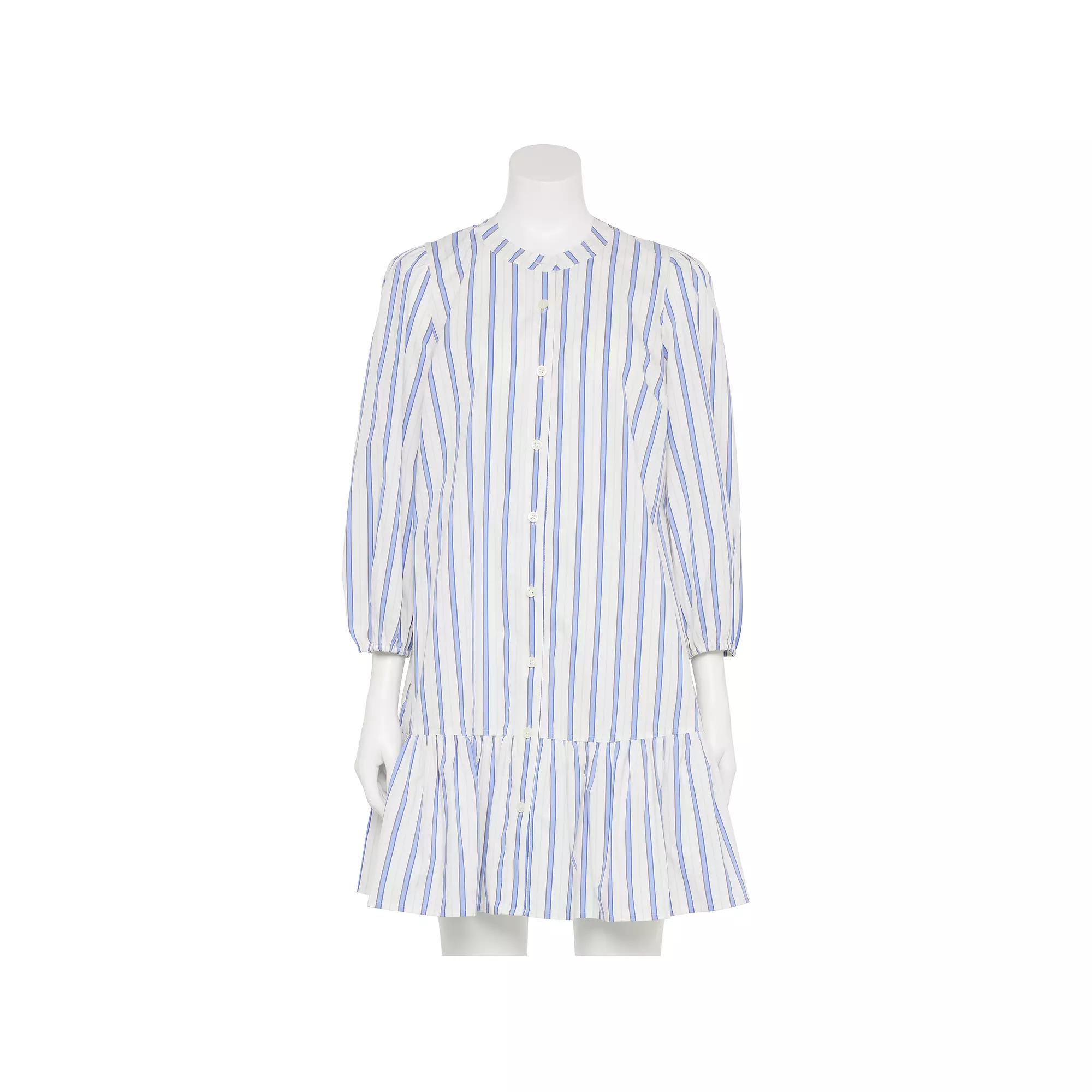 Women's Nine West Adaptive Blouson Sleeve Flutter Hem Mini Dress,  Product Image