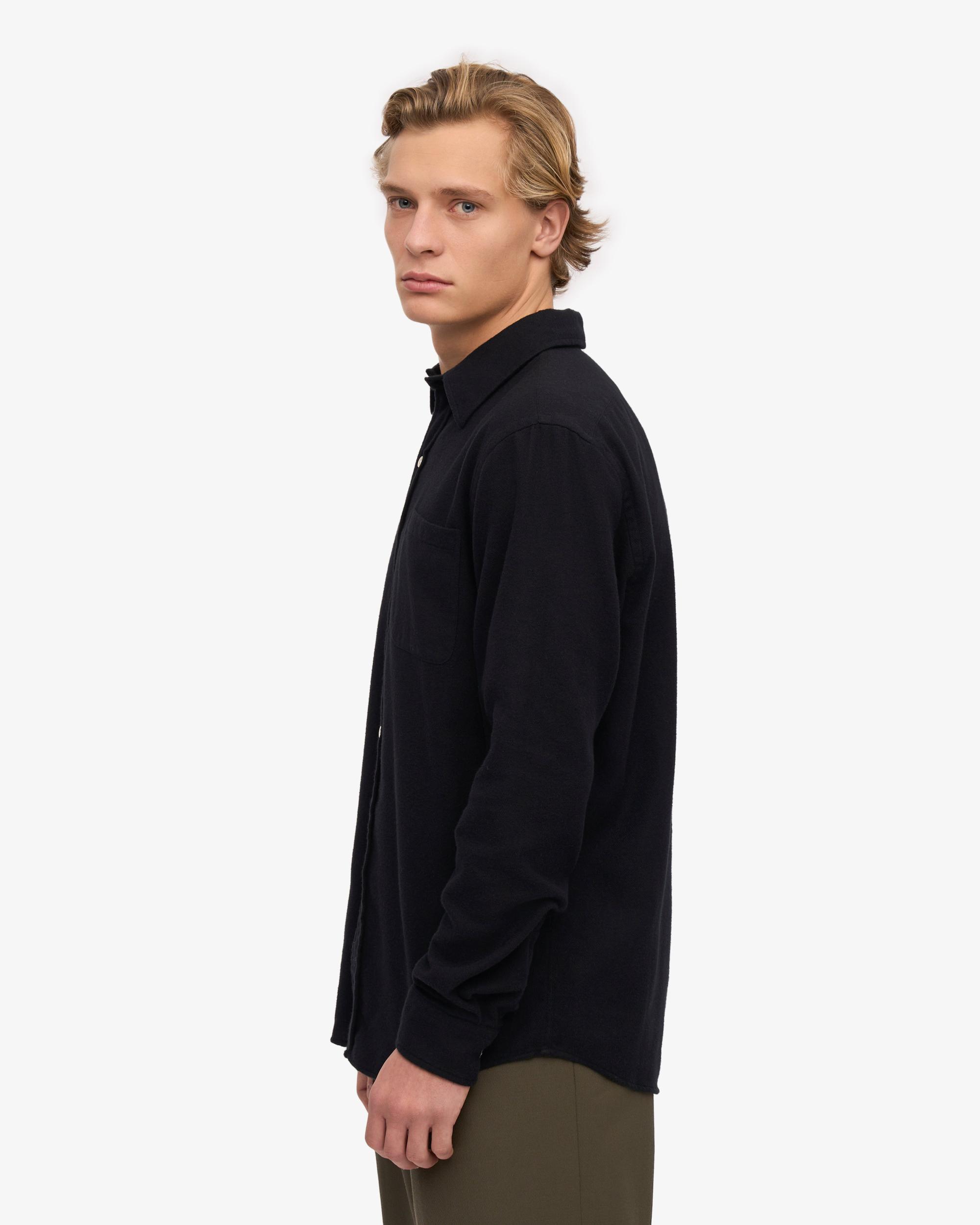 Organic Flannel Shirt - Deep Black Product Image