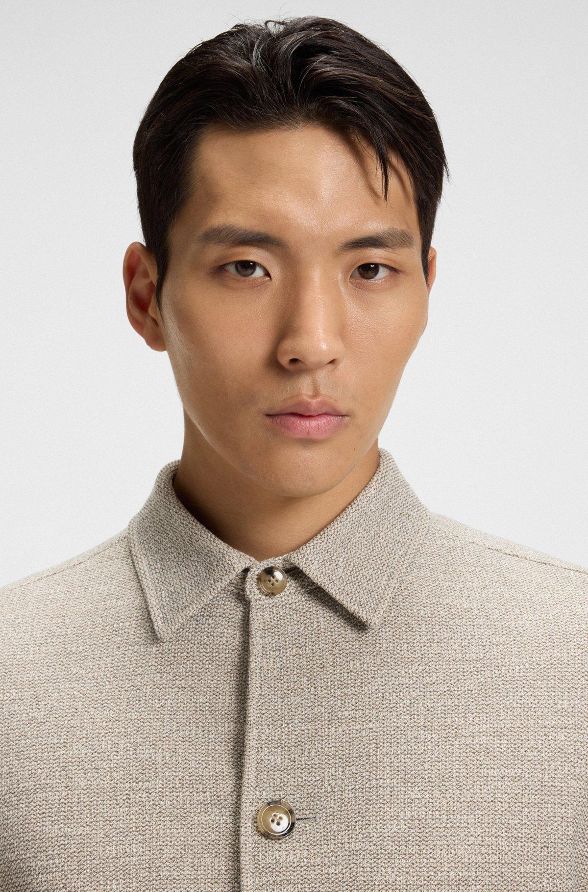 Relaxed-fit overshirt in patterned fabric Product Image