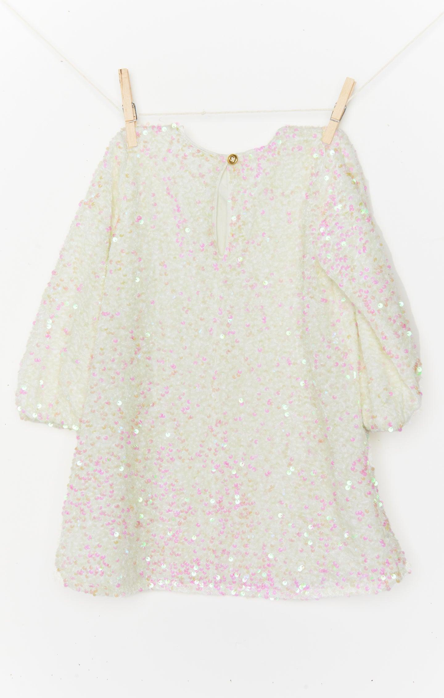 Once Upon A Time Dress ~ White Iridescent Sequins Kids Product Image