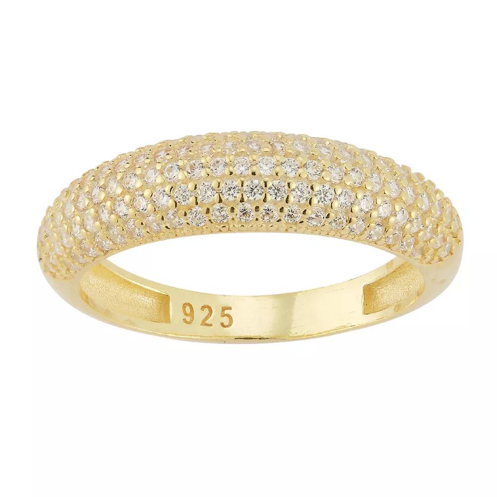 Sunkissed Sterling Cubic Zirconia Pave Dome Ring, Womens Yellow Gold Tone Product Image