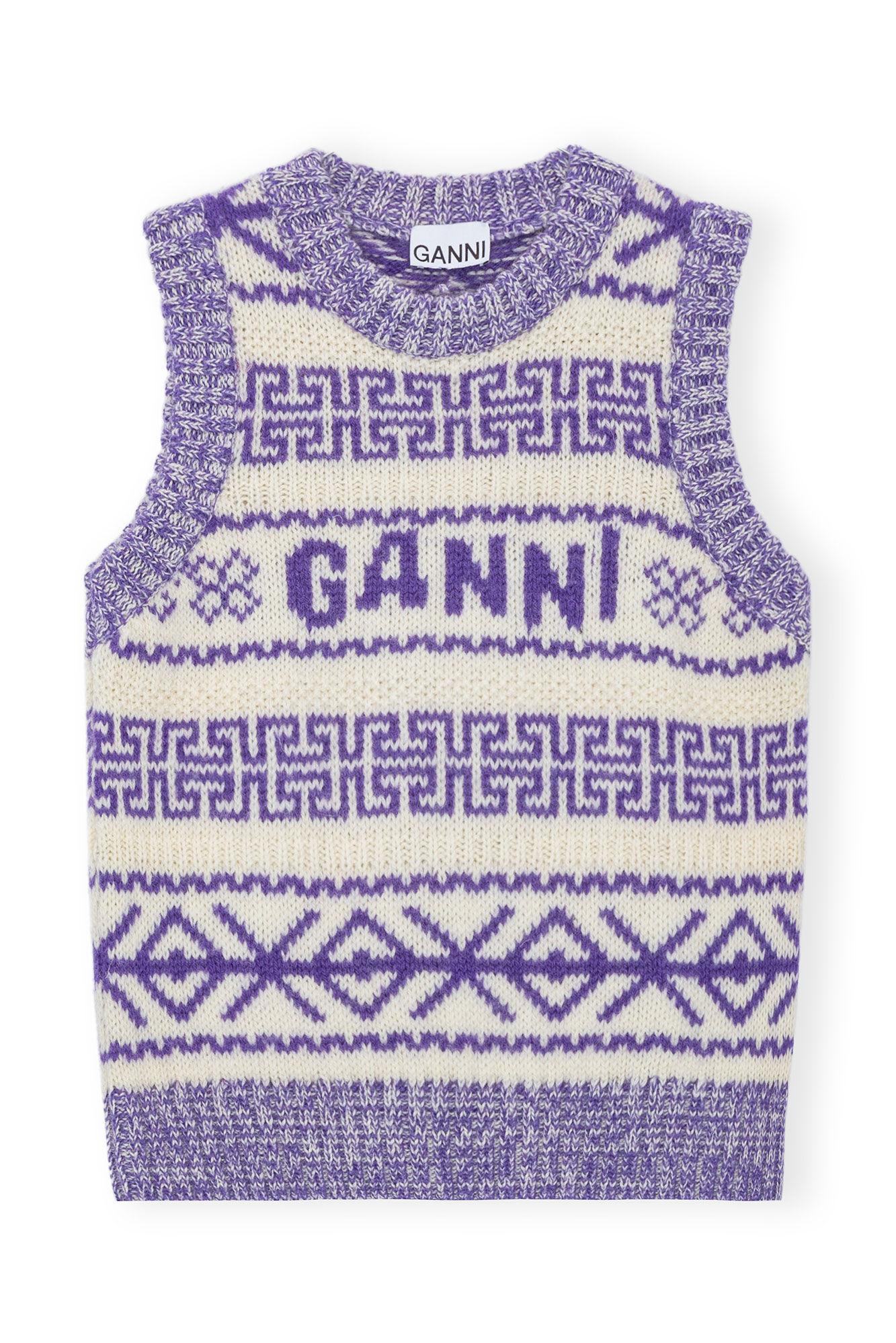 Purple Lambswool O-neck Vest Product Image