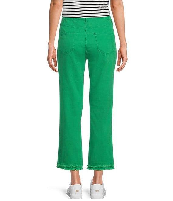 Code Bleu High-Rise Straight-Leg Double Frayed Hem Ankle Jeans Product Image