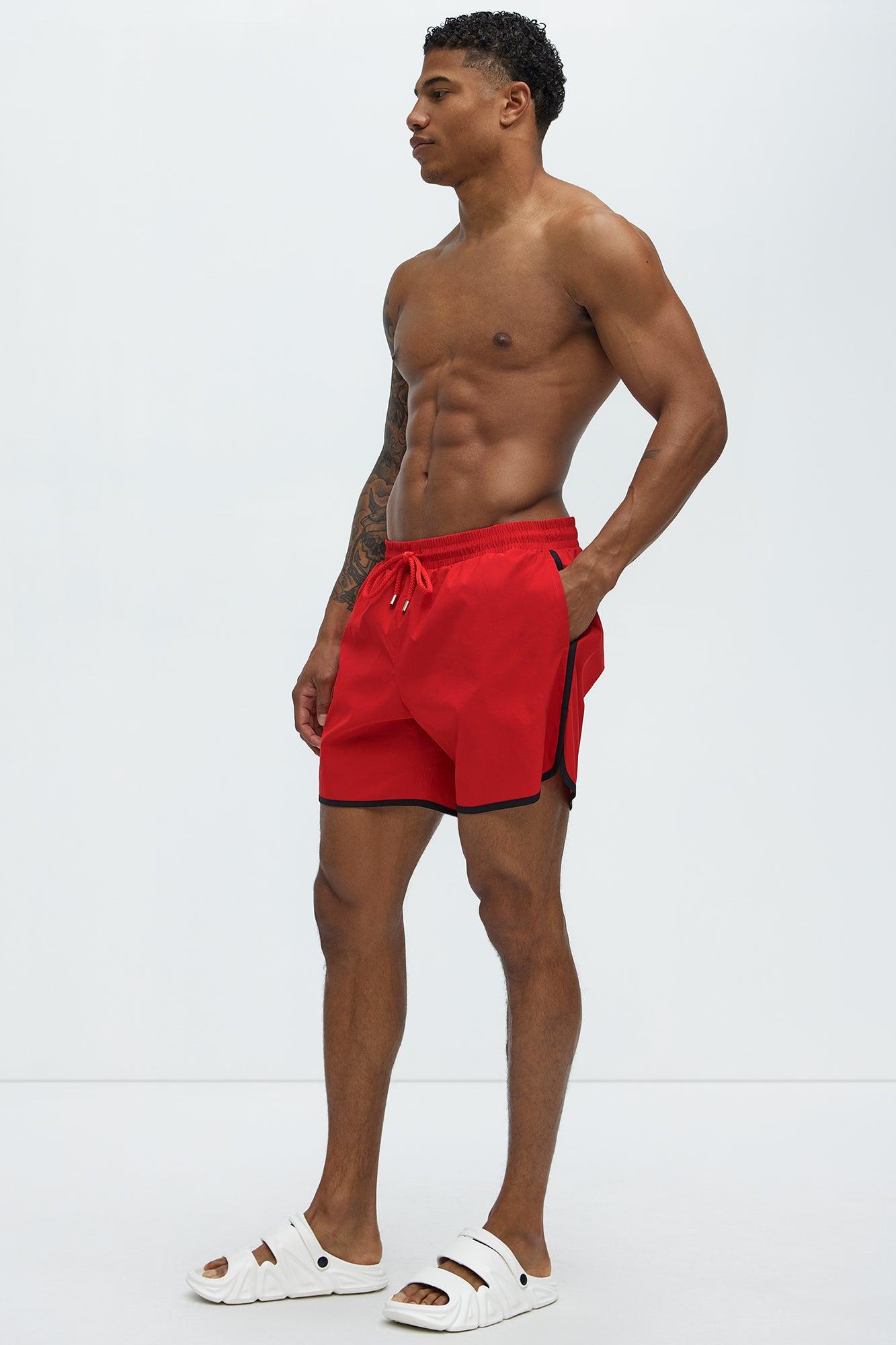 Retro Breeze Swim Mid Trunk - Red Product Image