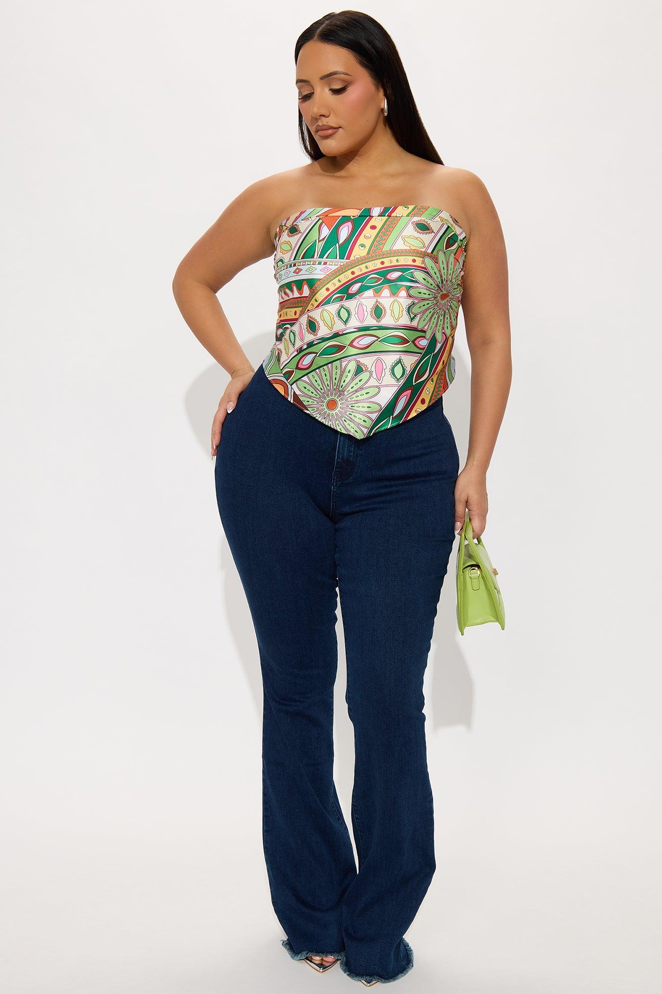 South Beach Handkerchief Top - Green/combo Product Image