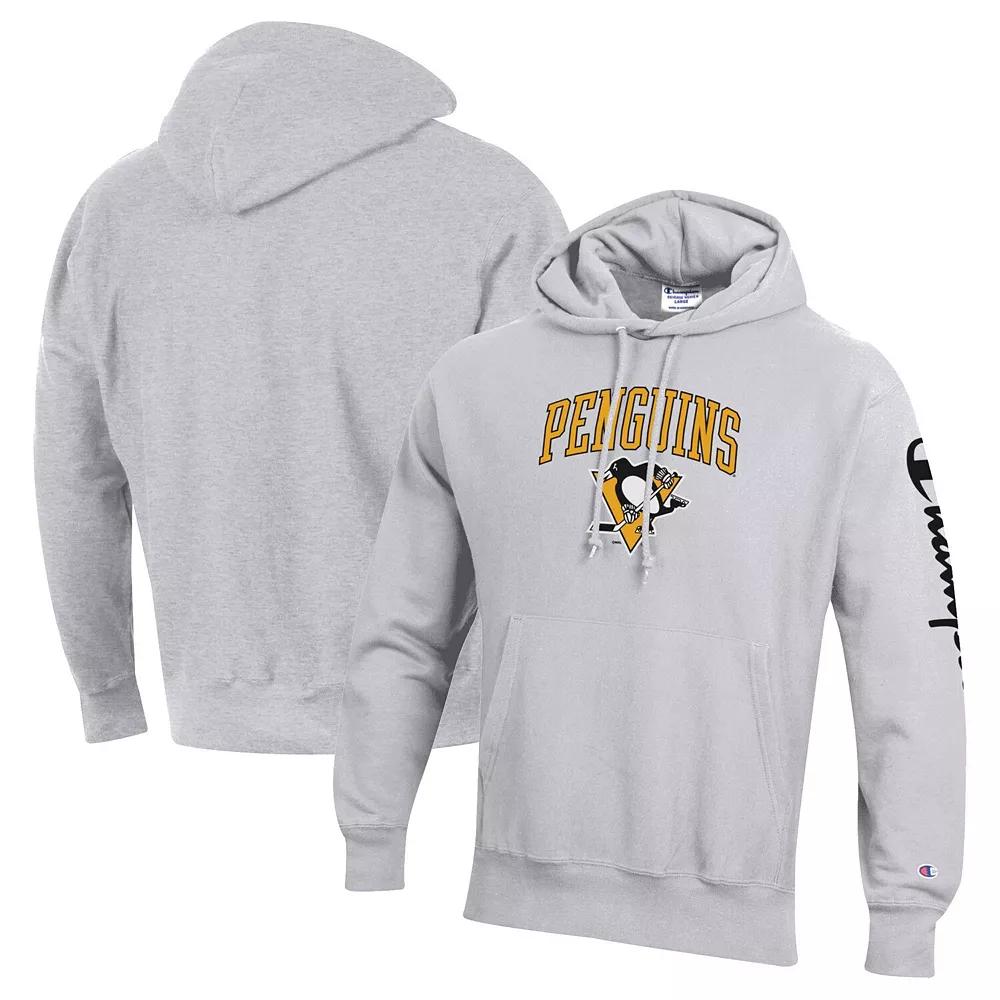 Men's Champion Heather Gray Pittsburgh Penguins Reverse Weave Pullover Hoodie, Size: Small, Grey Product Image