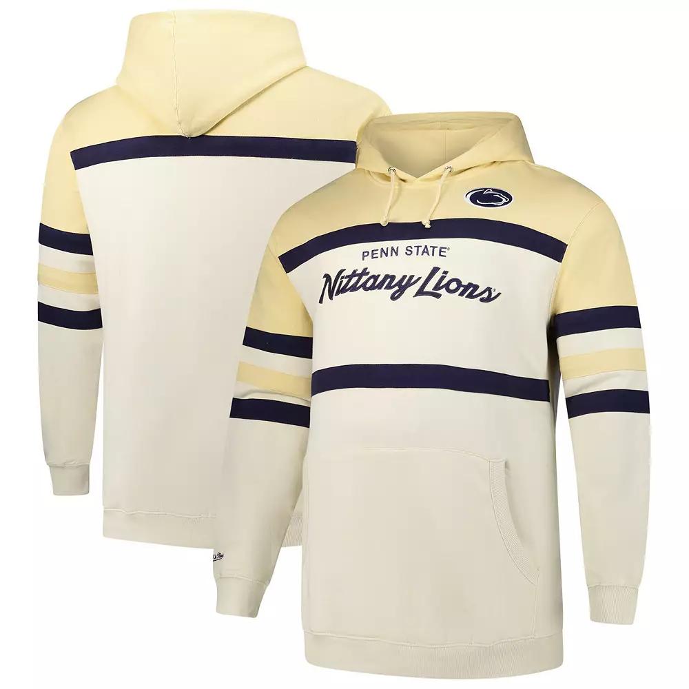 Men's Mitchell & Ness Cream Penn State Nittany Lions Big & Tall Head Coach Pullover Hoodie, Size: 3XLT, Beige Product Image