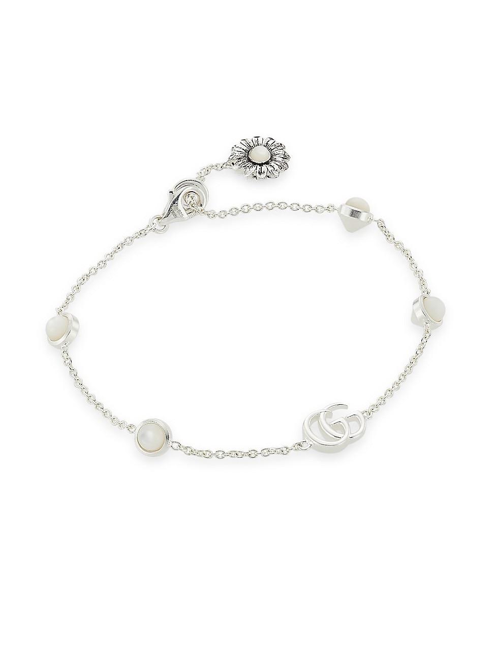Womens Sterling Silver & Mother-Of-Pearl GG Marmont Charm Bracelet Product Image