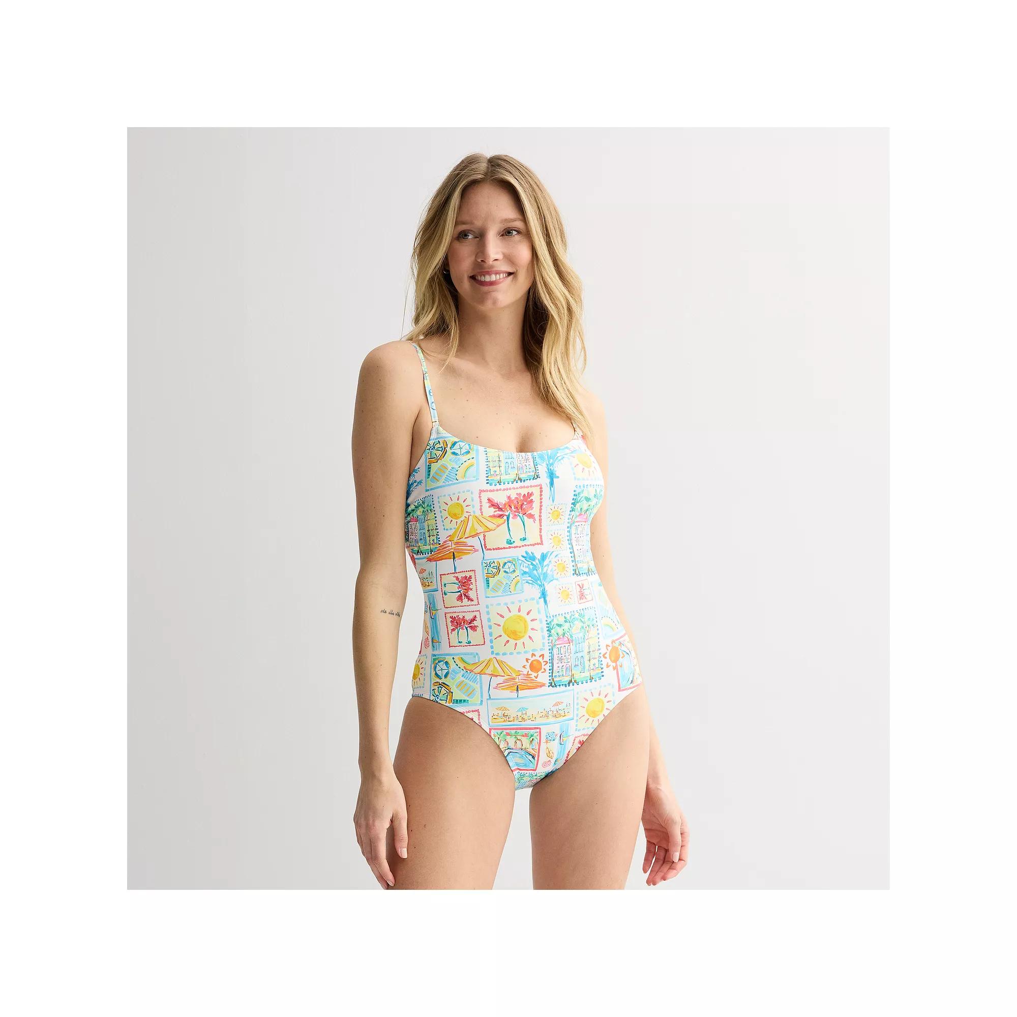 Women's Freshwater Lace Up Back Cami One-Piece Swimsuit,  Product Image