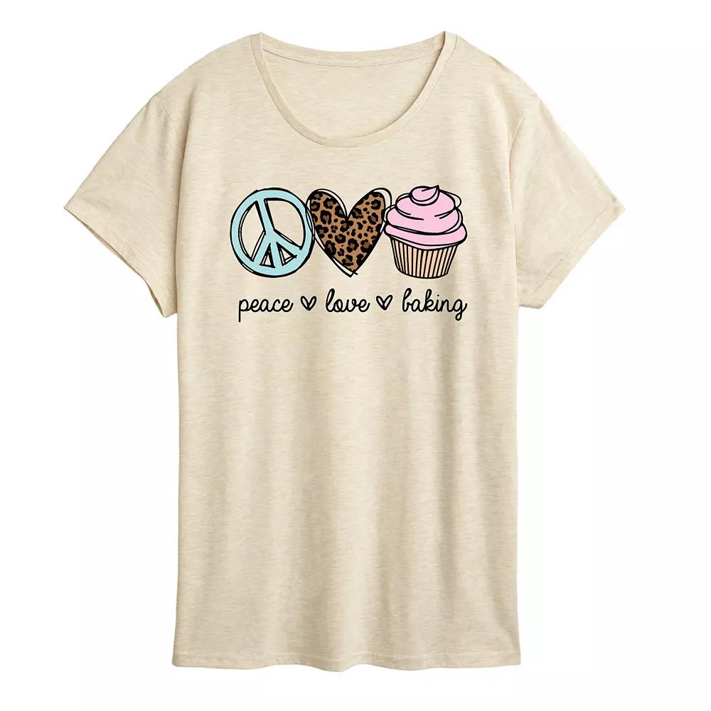 Women's Peace Love Baking Graphic Tee,  Product Image