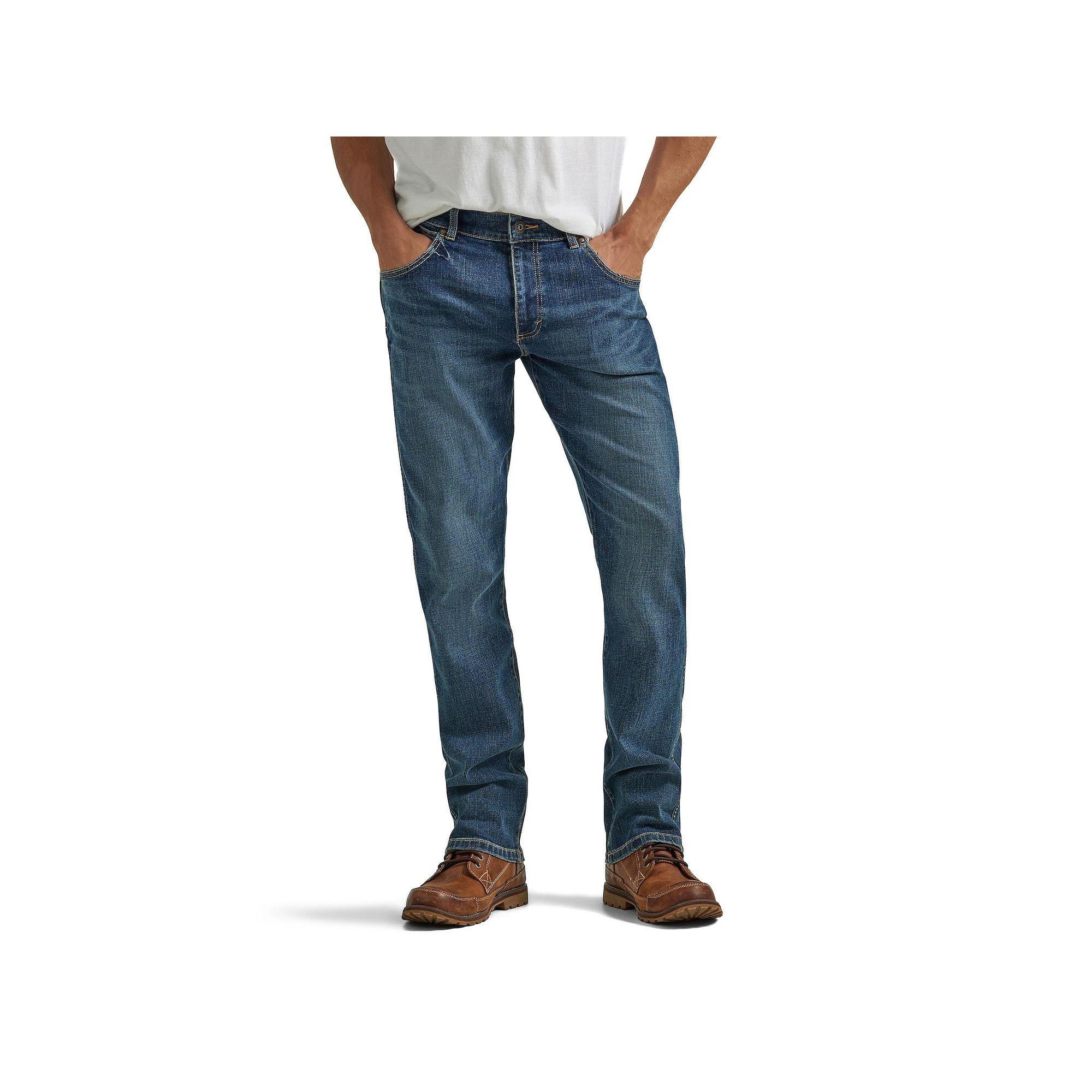 Mens Wrangler Slim Straight Cut Jeans Mid Blue Product Image