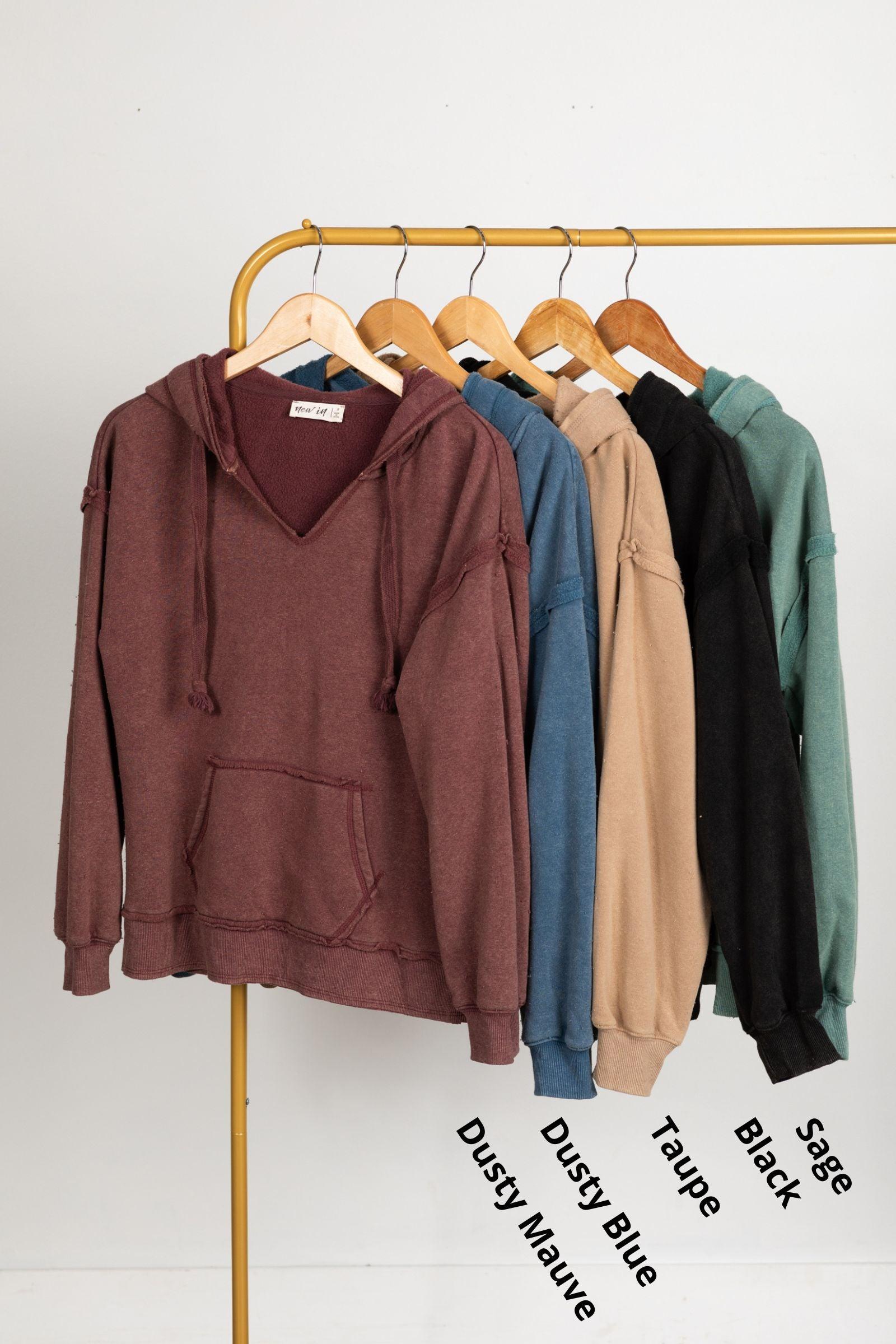 Brushed French Terry Knit Hoodie Top Product Image