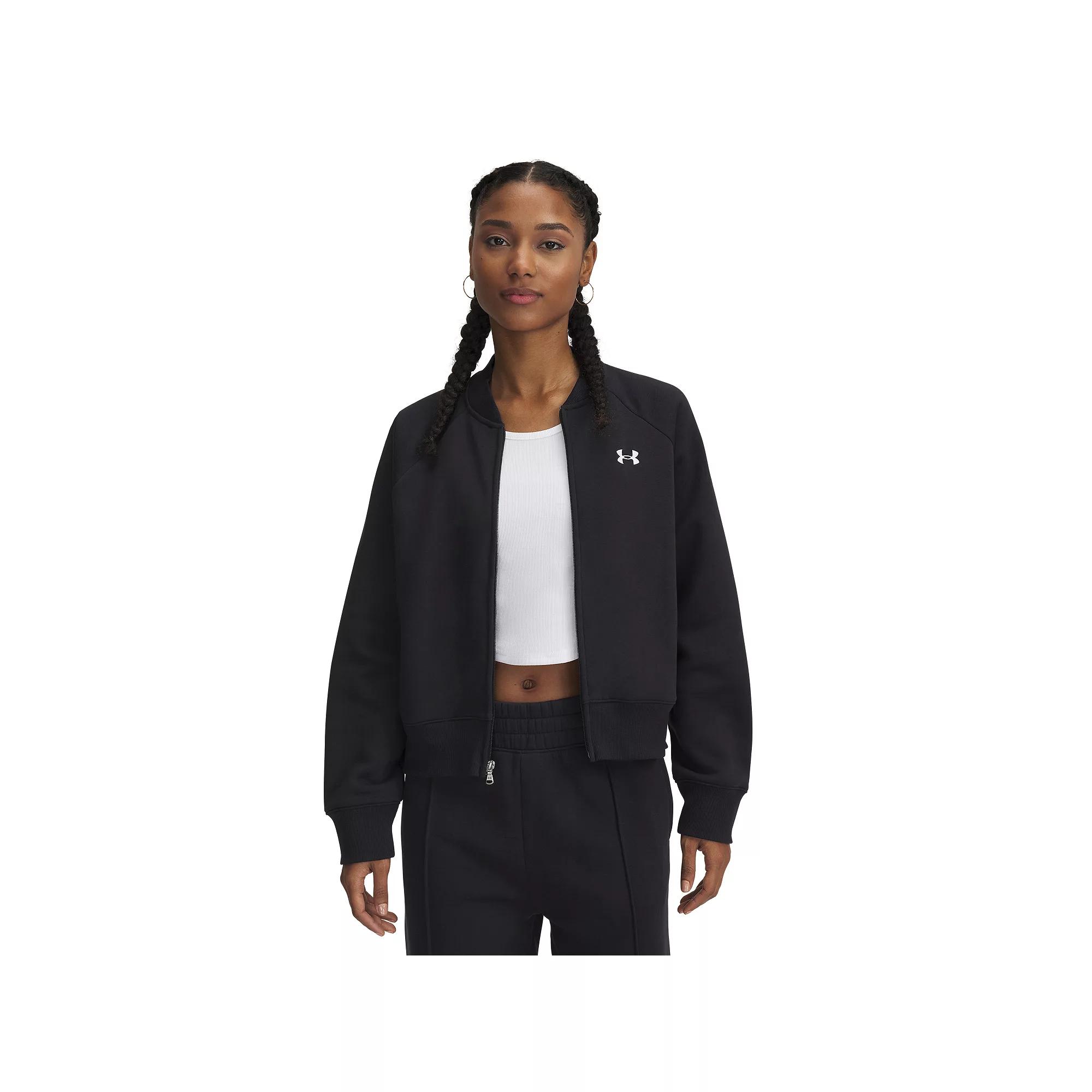 Women's Under Armour Rival Fleece Bomber Jacket, Size: XXL, Black Product Image