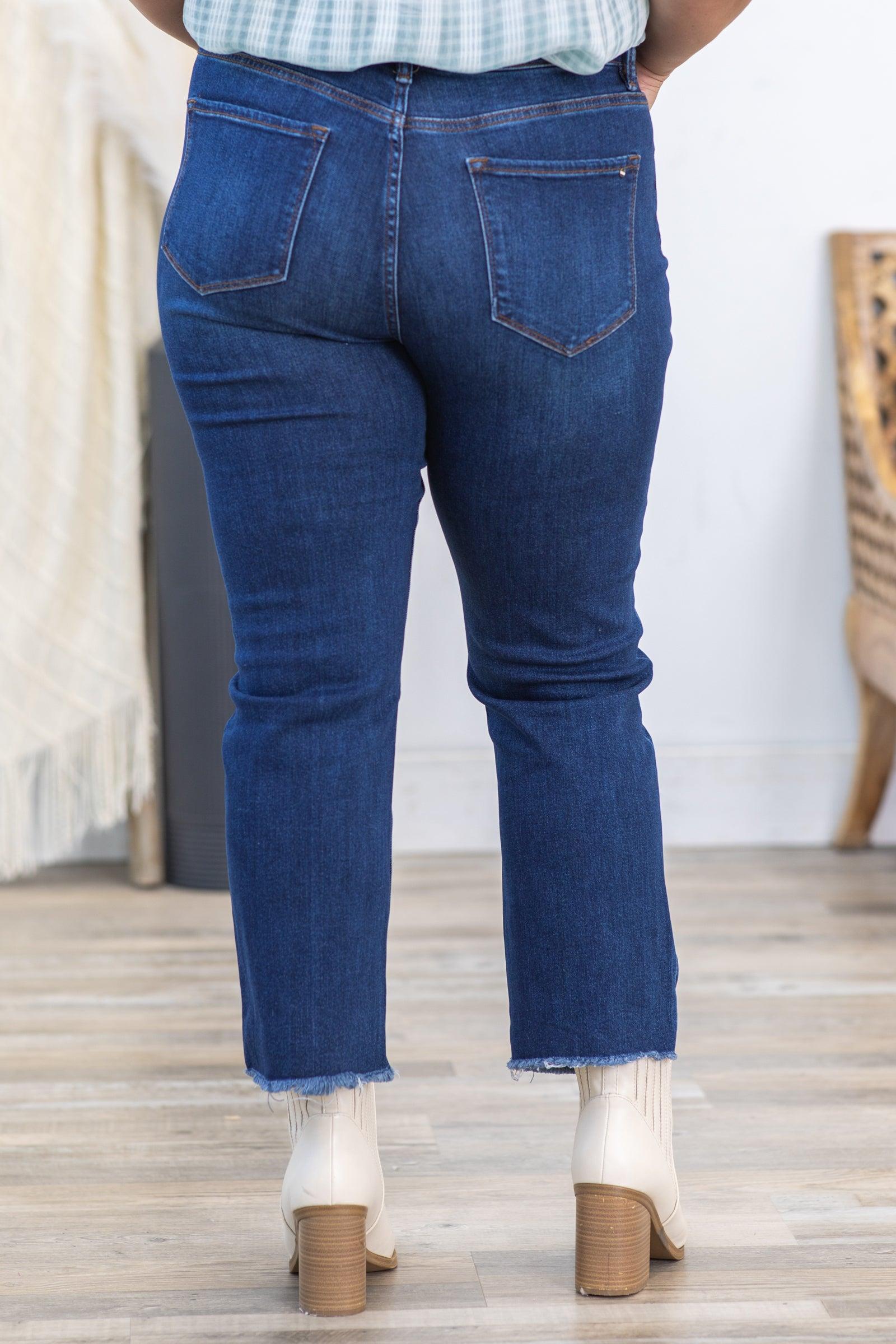 Mica Dark Wash High Rise Straight Crop Jean Product Image