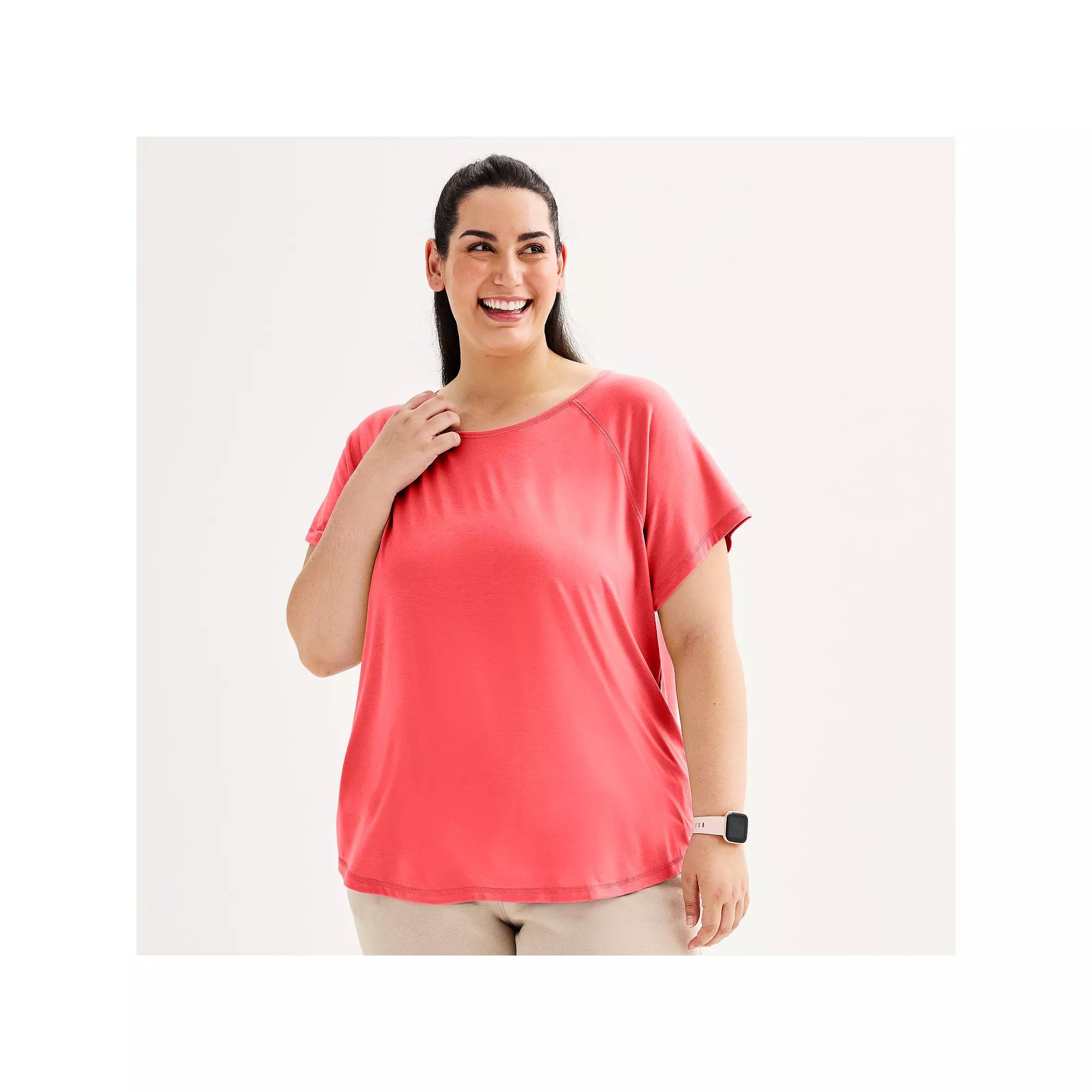 Plus Size Tek Gear® Core Raglan Tee, Women's, Size: 1XL, Solomon Product Image