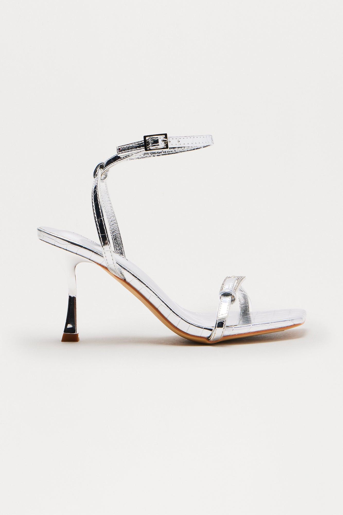 Laraline Croc Heels - Silver Female Product Image